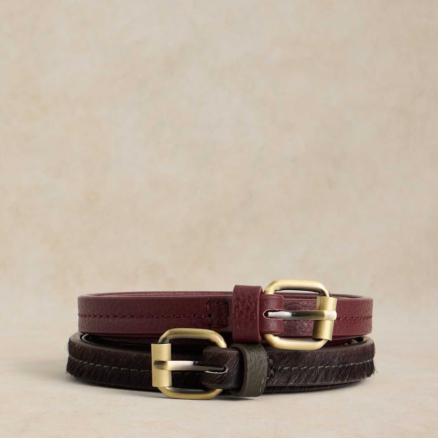 White Stuff Women's 2 Pack Leather Belt - Small-Medium - Brown Mix - Available at M&S