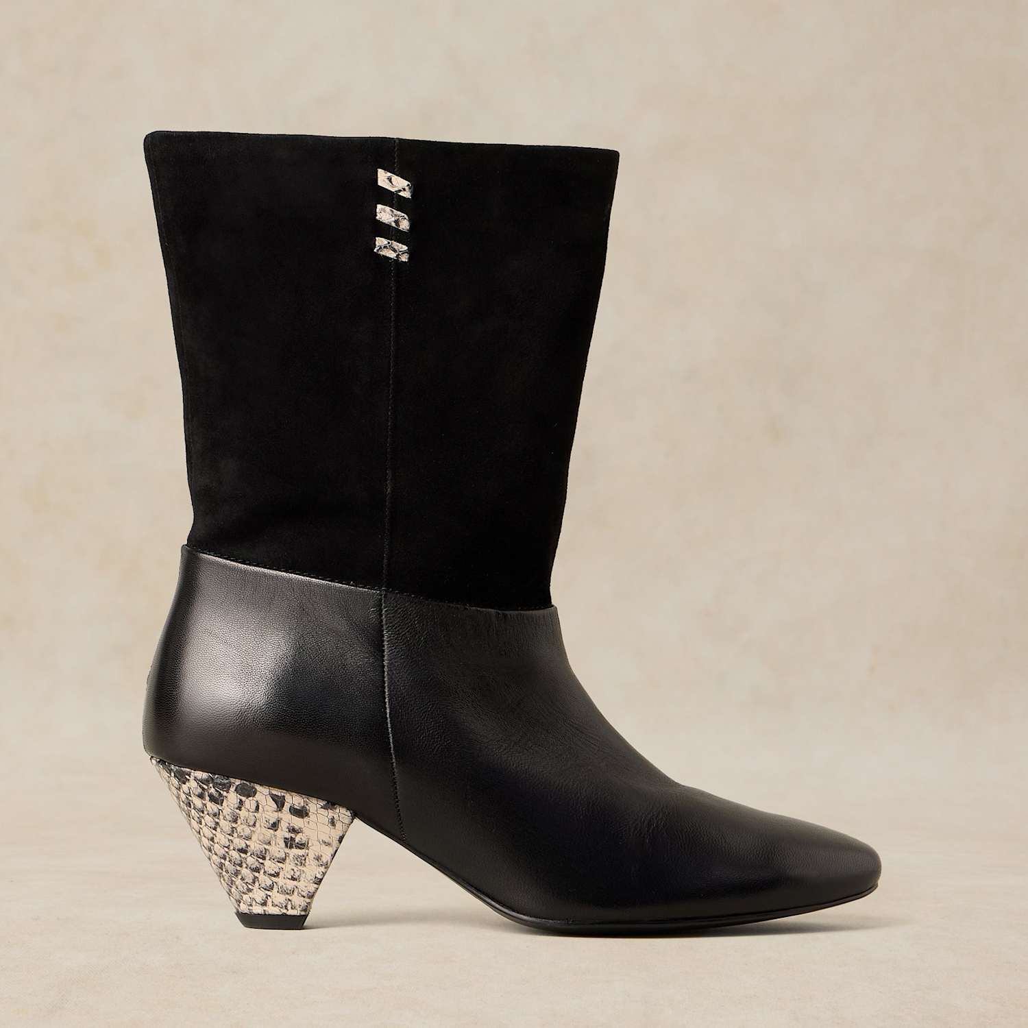 White Stuff Women's Chrissie Leather Slouch Ankle Boots - 4 - Black Mix - Available at M&S