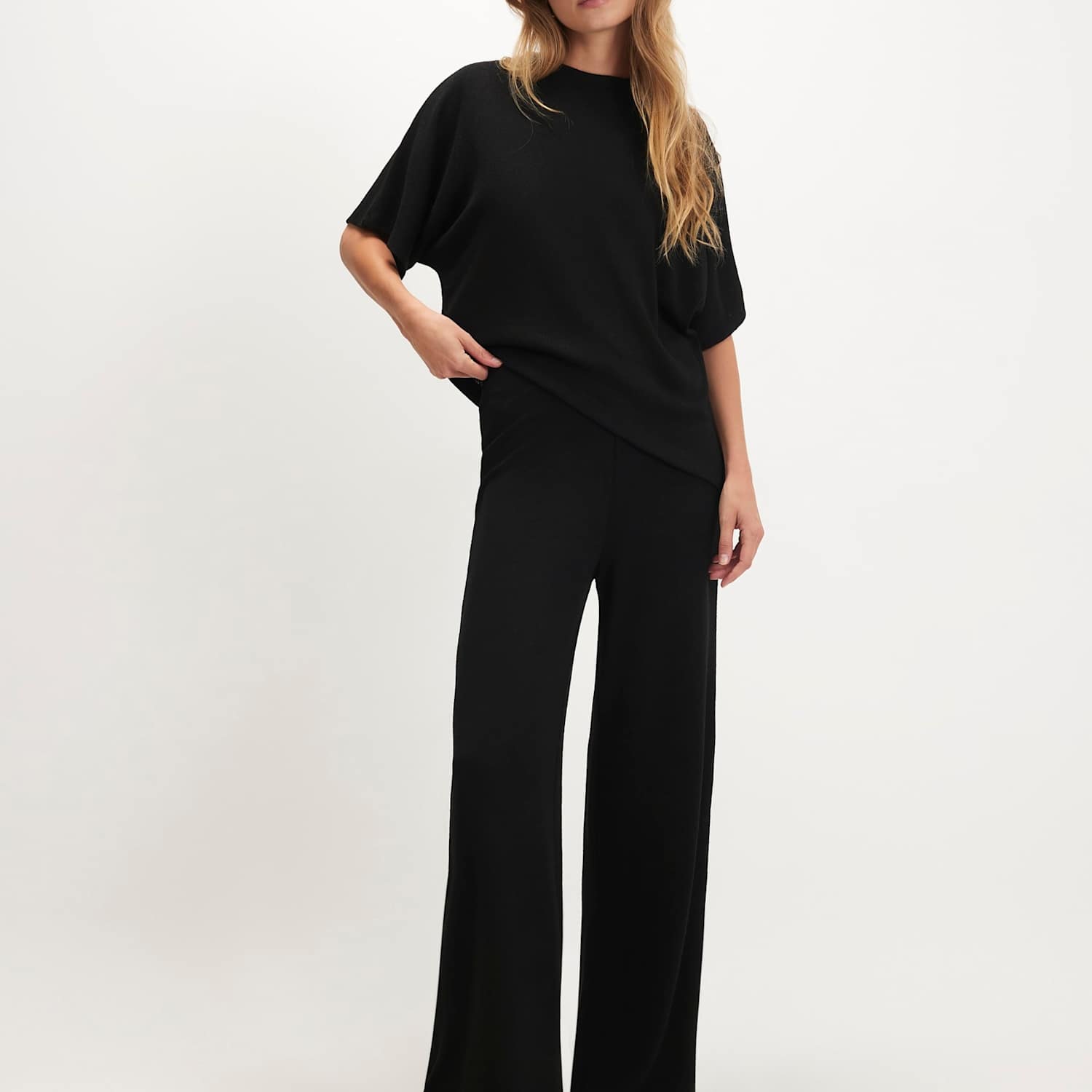 River Island Women's Soft Touch Wide Leg Trousers - Extra Small - Black - Available at M&S