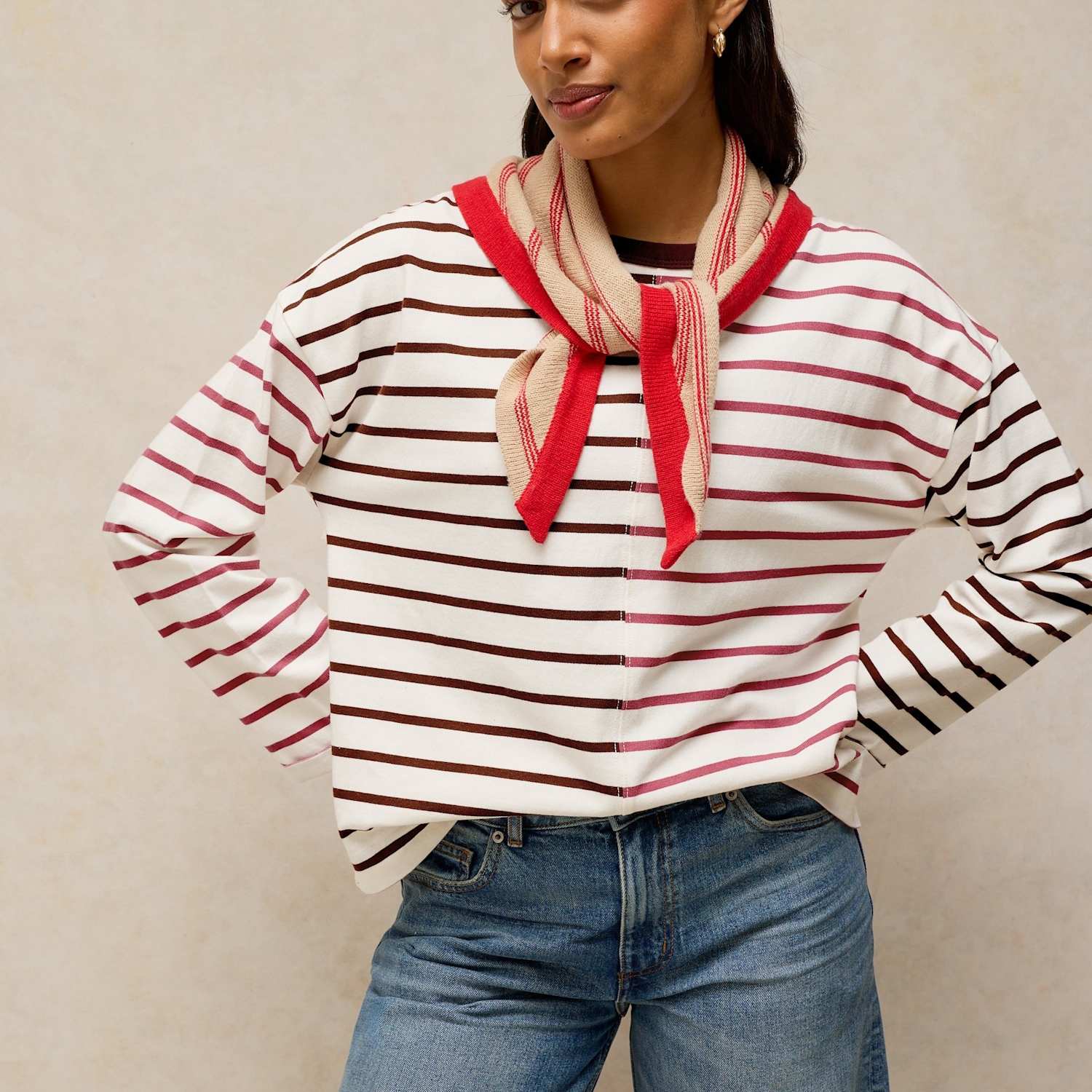 White Stuff Women's Pure Cotton Striped Crew Neck T-Shirt - 14 - White Mix - Available at M&S