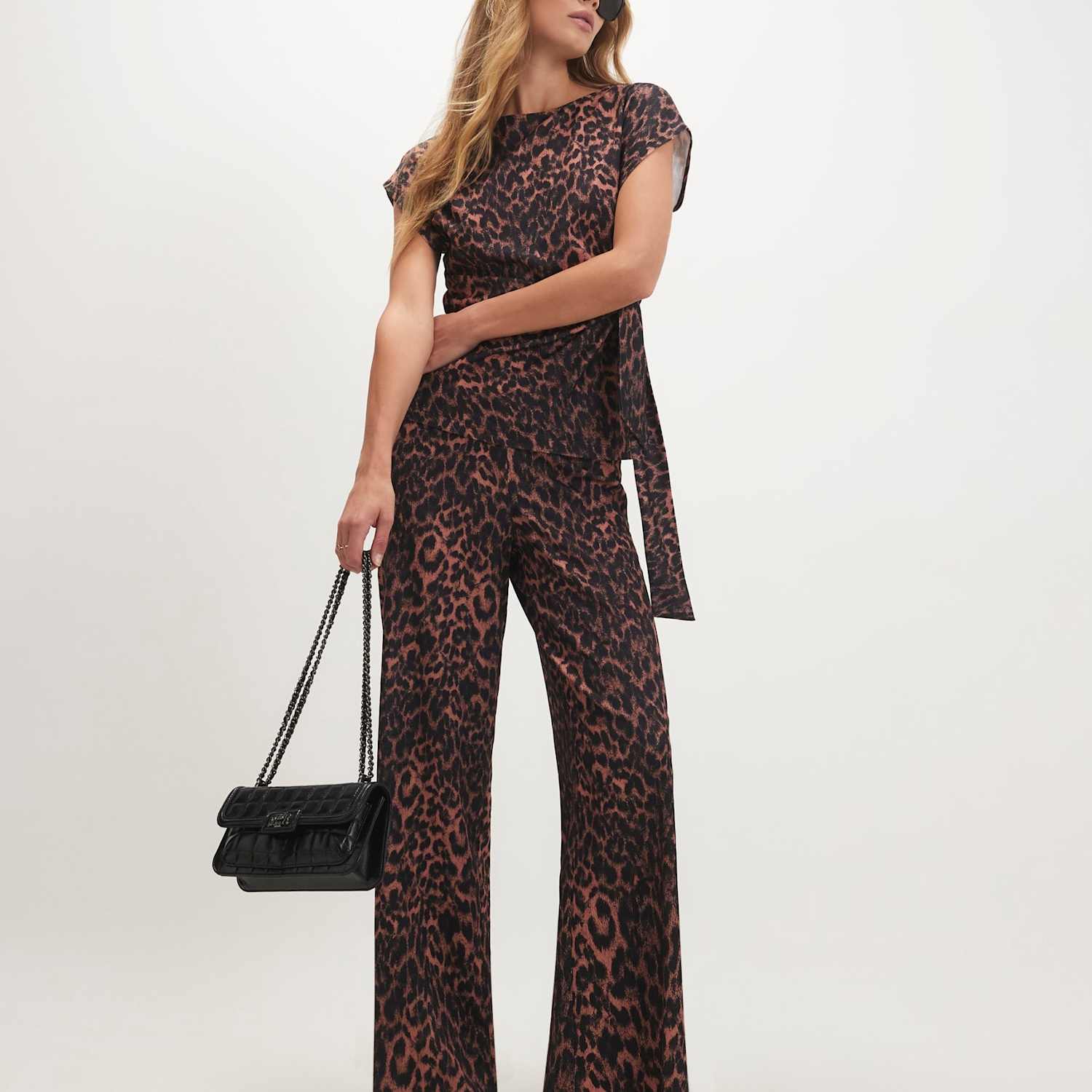 River Island Women's Leopard Textured Tie Side Top - Medium - Brown Mix - Available at M&S