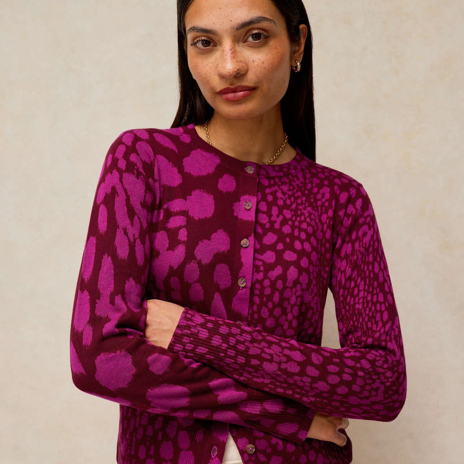 White Stuff Women's Lois Pure Cotton Printed Cardigan - 18 - Pink Mix - Available at M&S