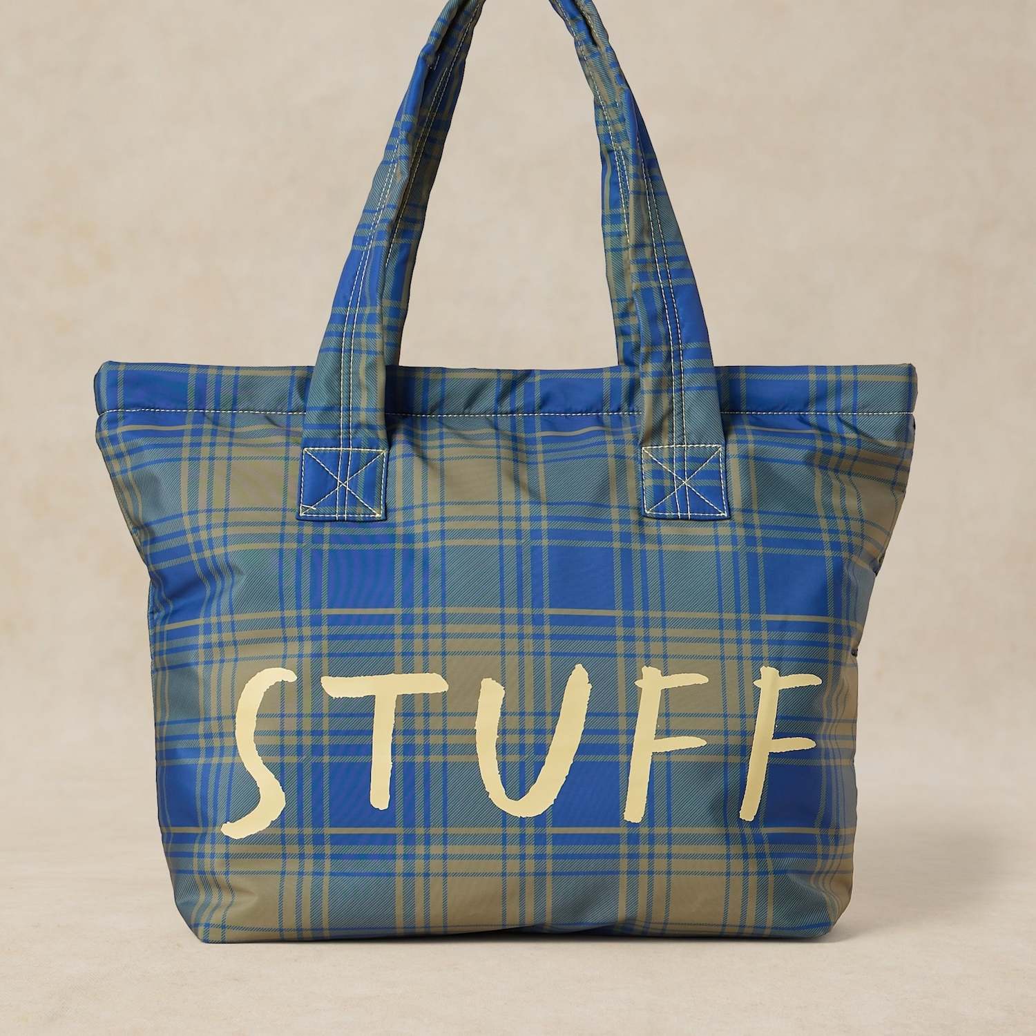 White Stuff Women's Checked Tote Bag - Green Mix - Available at M&S