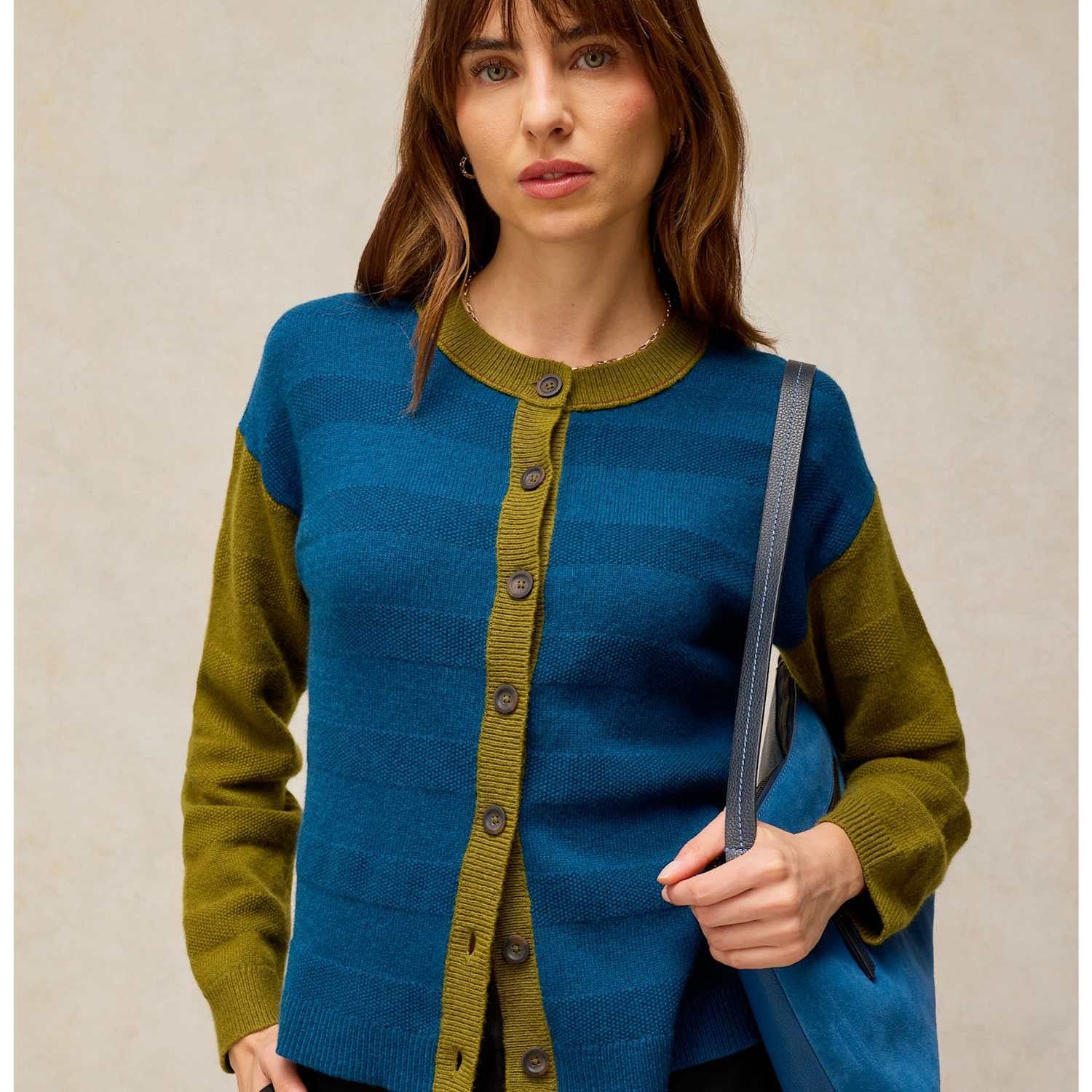 White Stuff Women's Sansa Wool Blend Stitch Cardigan - 12 - Teal Mix - Available at M&S