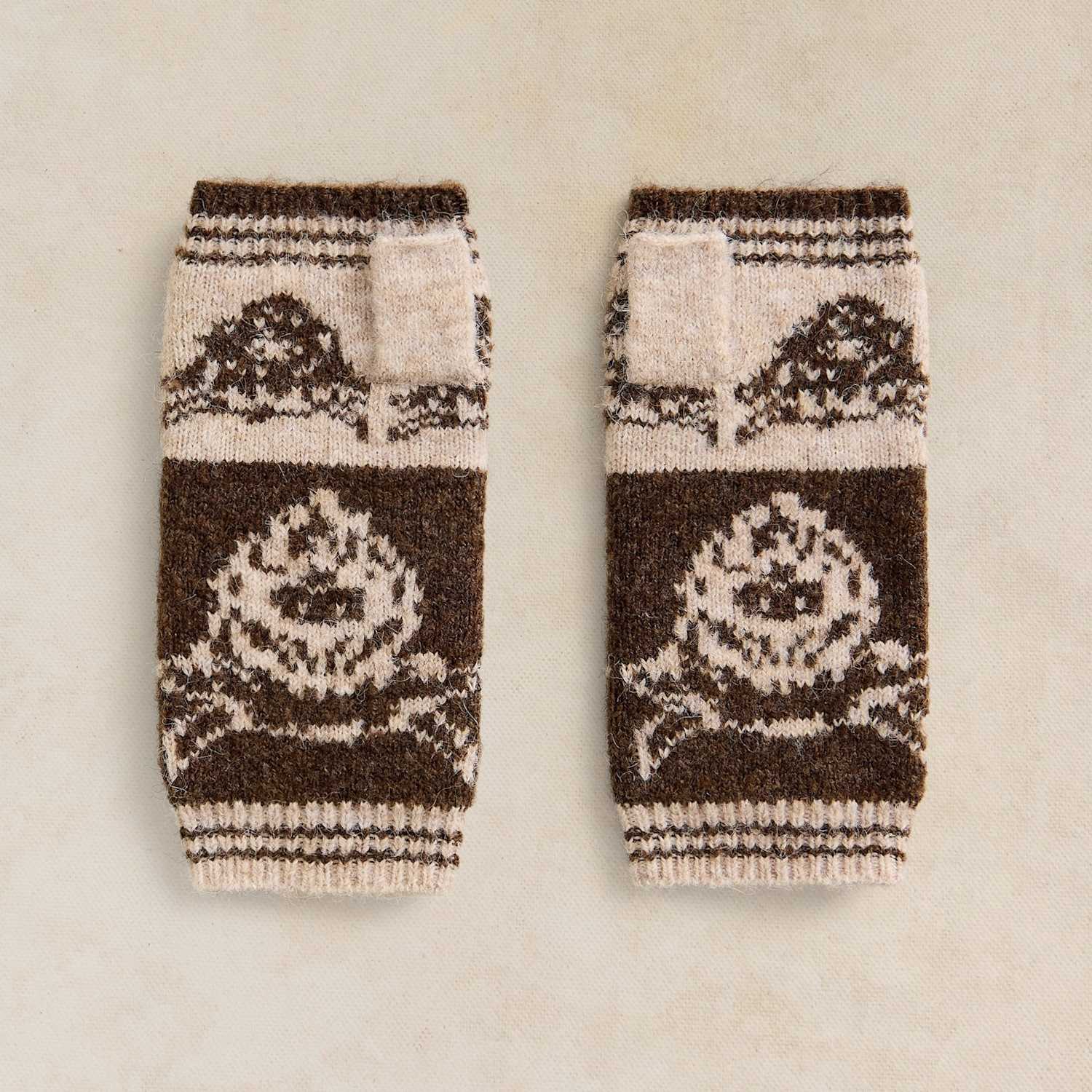 White Stuff Women's Cow Print Jacquard Fingerless Gloves - Natural Mix - Available at M&S