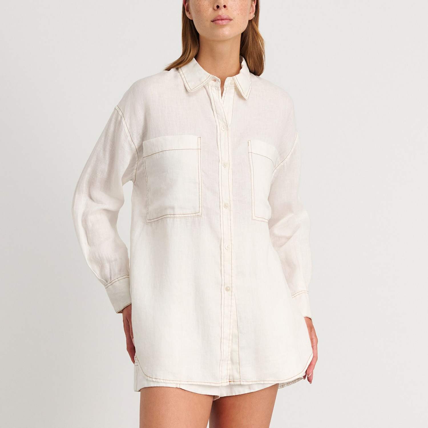 Jag Women's Pure Linen Oversized Shirt - 10 - White - Available at M&S