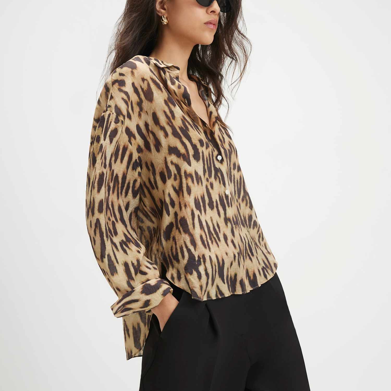 River Island Women's Animal Print Collared Shirt - 6 - Beige Mix - Available at M&S