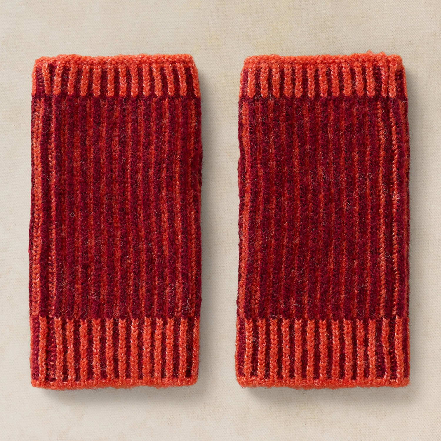White Stuff Women's Two Tone Ribbed Handwarmer Gloves - Orange Mix - Available at M&S