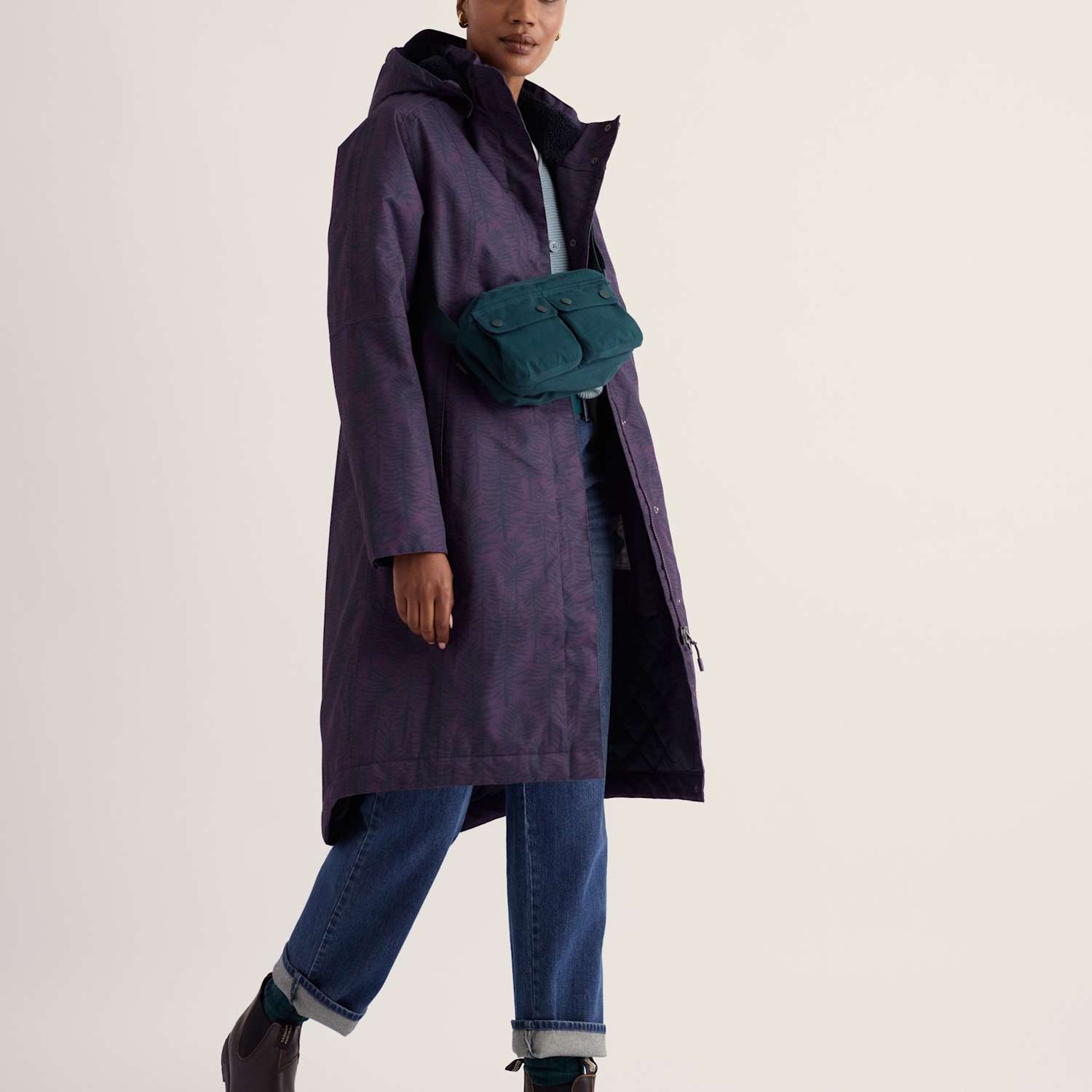 Seasalt Cornwall Women's Waterproof Printed Hooded Parka Raincoat - 8 - Purple Mix - Available at M&S