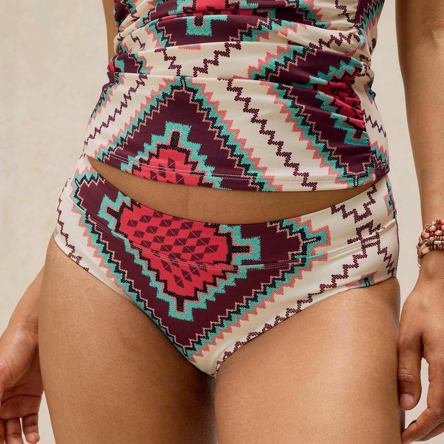 White Stuff Women's Tiger Print High Leg Bikini Bottoms - 14 - White Mix - Available at M&S