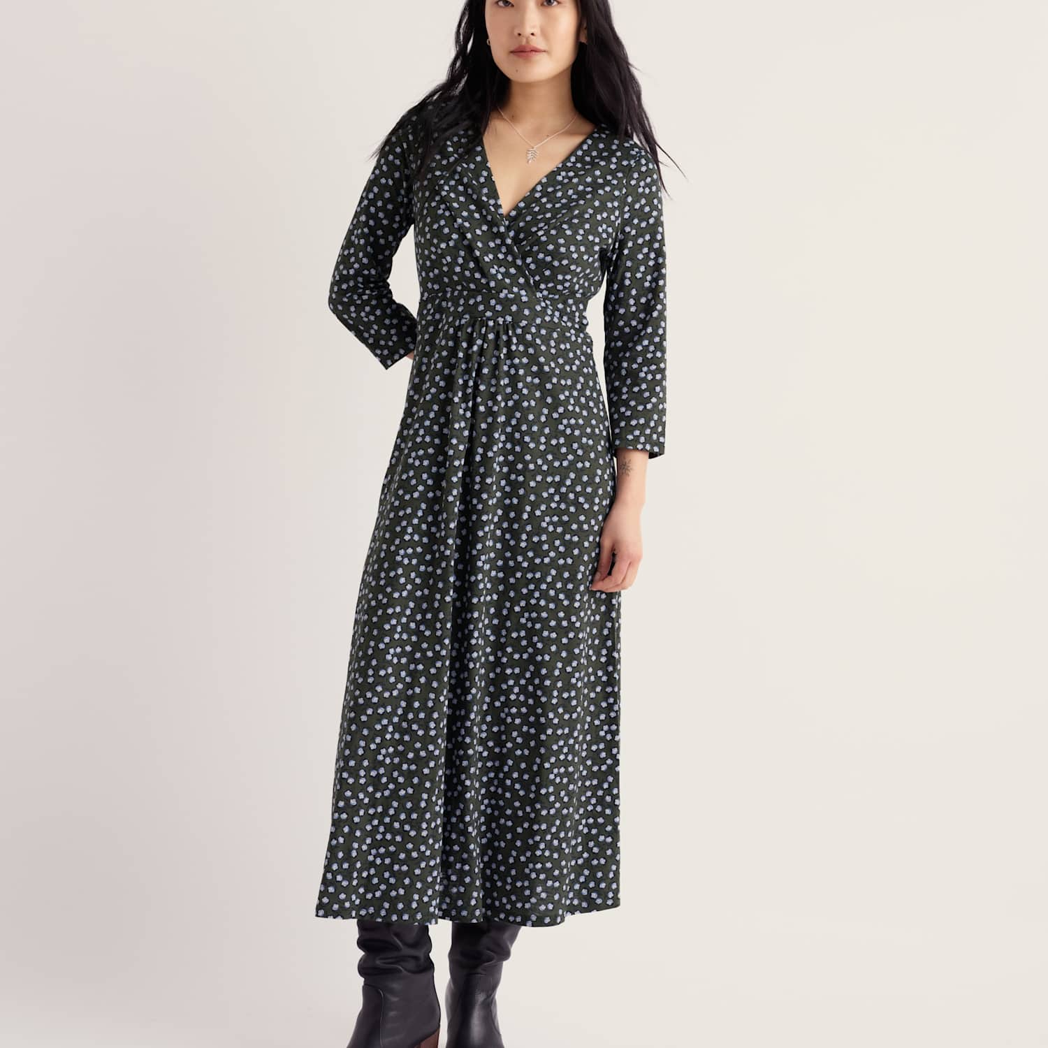 Seasalt Cornwall Women's Pure Cotton Floral Midi Waisted Dress - 12 - Blue Mix - Available at M&S