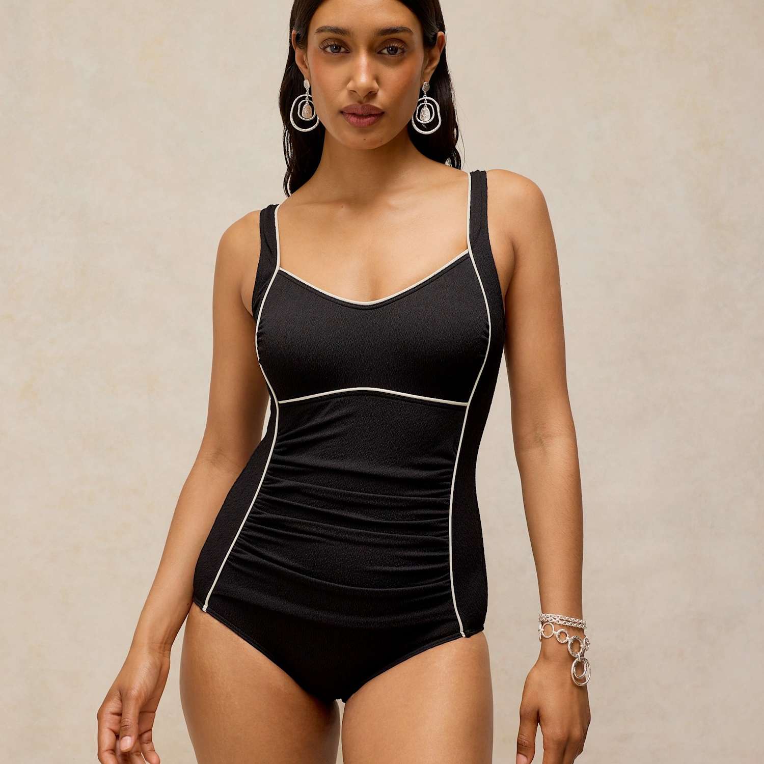 White Stuff Women's Textured Swimsuit - 12 - Black - Available at M&S