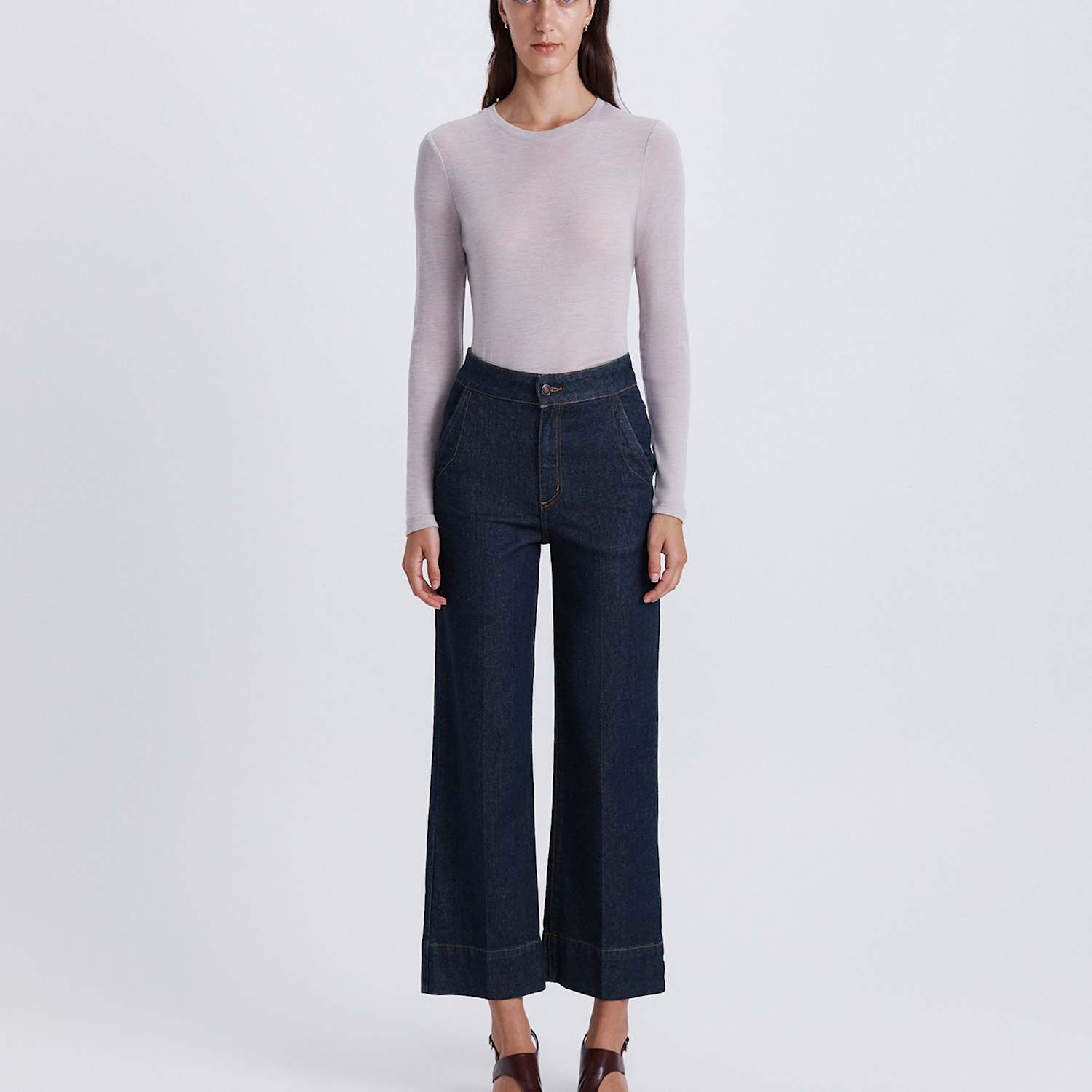 Saba Women's Cotton Rich Wide Leg Ankle Grazer Jeans - 28 - Blue - Available at M&S
