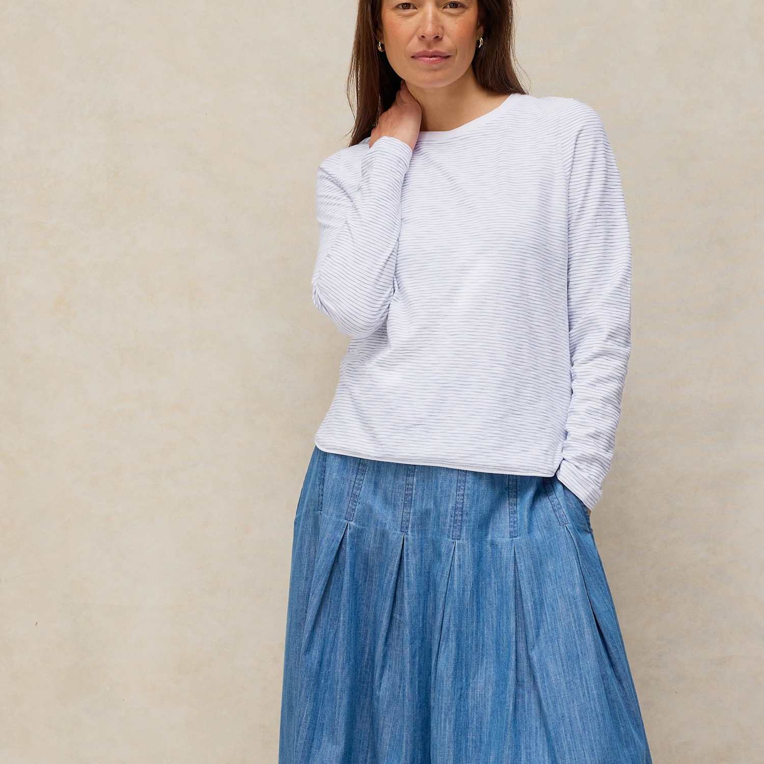 White Stuff Women's Pure Cotton Textured T-Shirt - 16 - White Mix - Available at M&S