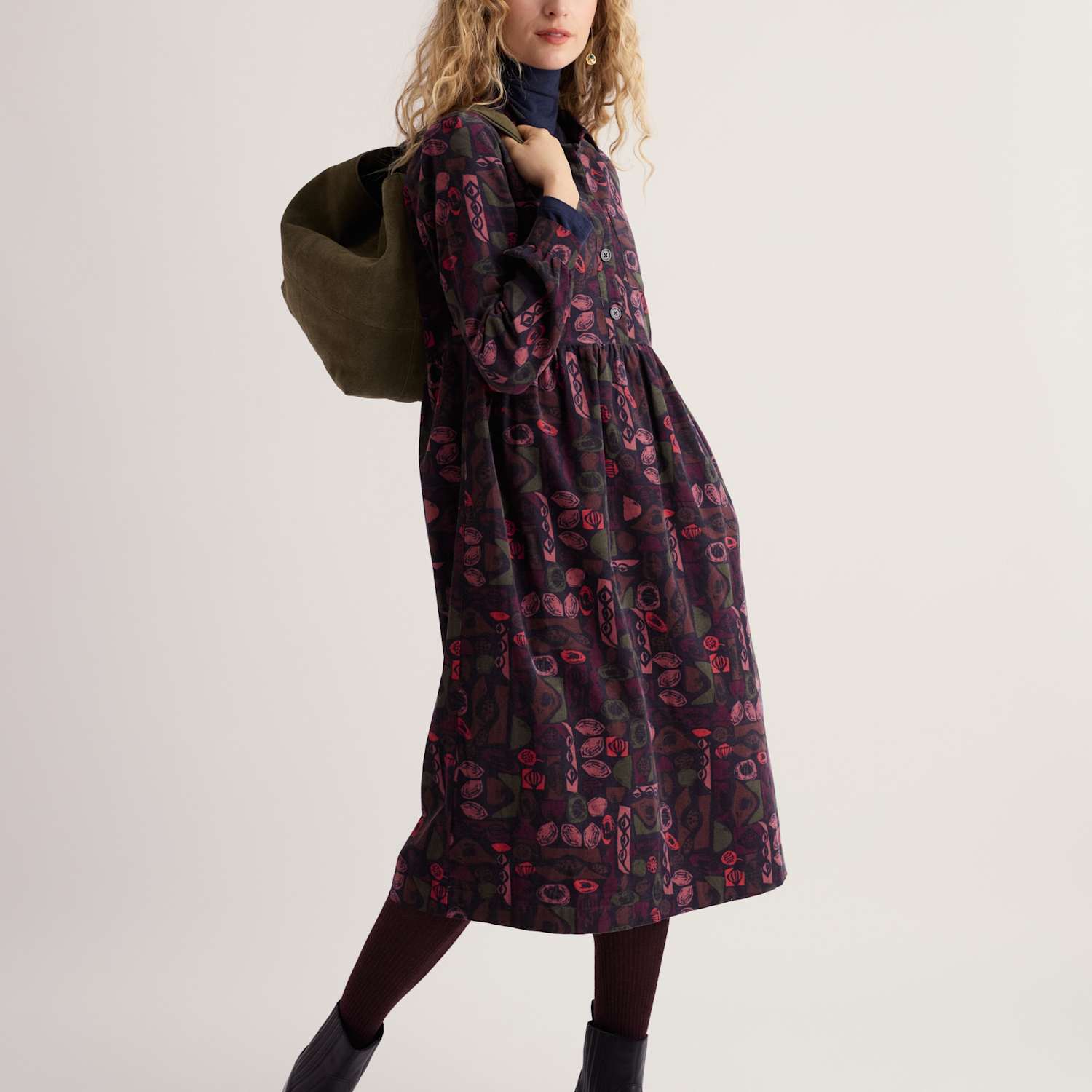 Seasalt Cornwall Women's Pure Cotton Printed Midi Waisted Dress - 12 - Pink Mix - Available at M&S