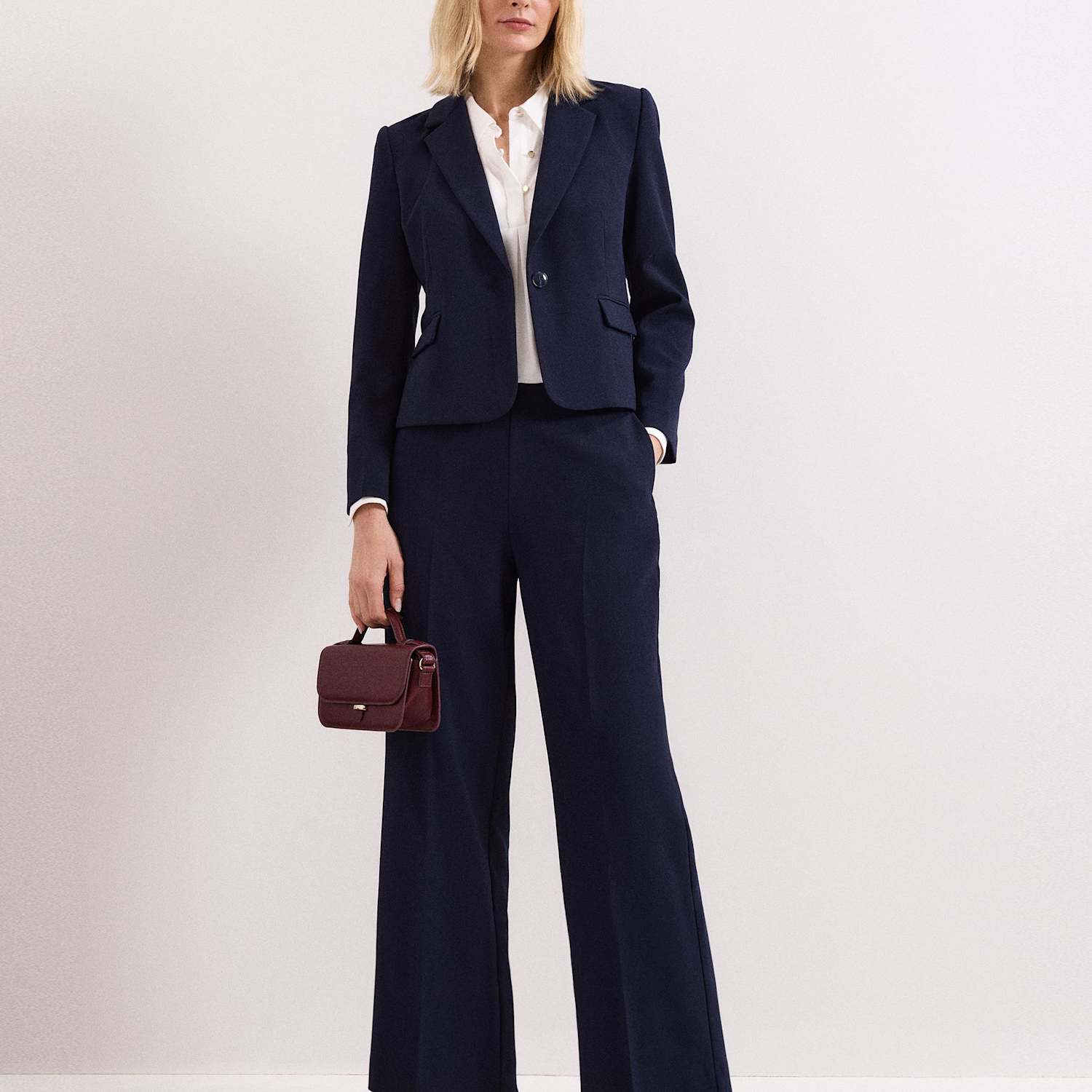 Phase Eight Women's Wide Leg Elasticated Waist Trousers - 16 - Navy - Available at M&S