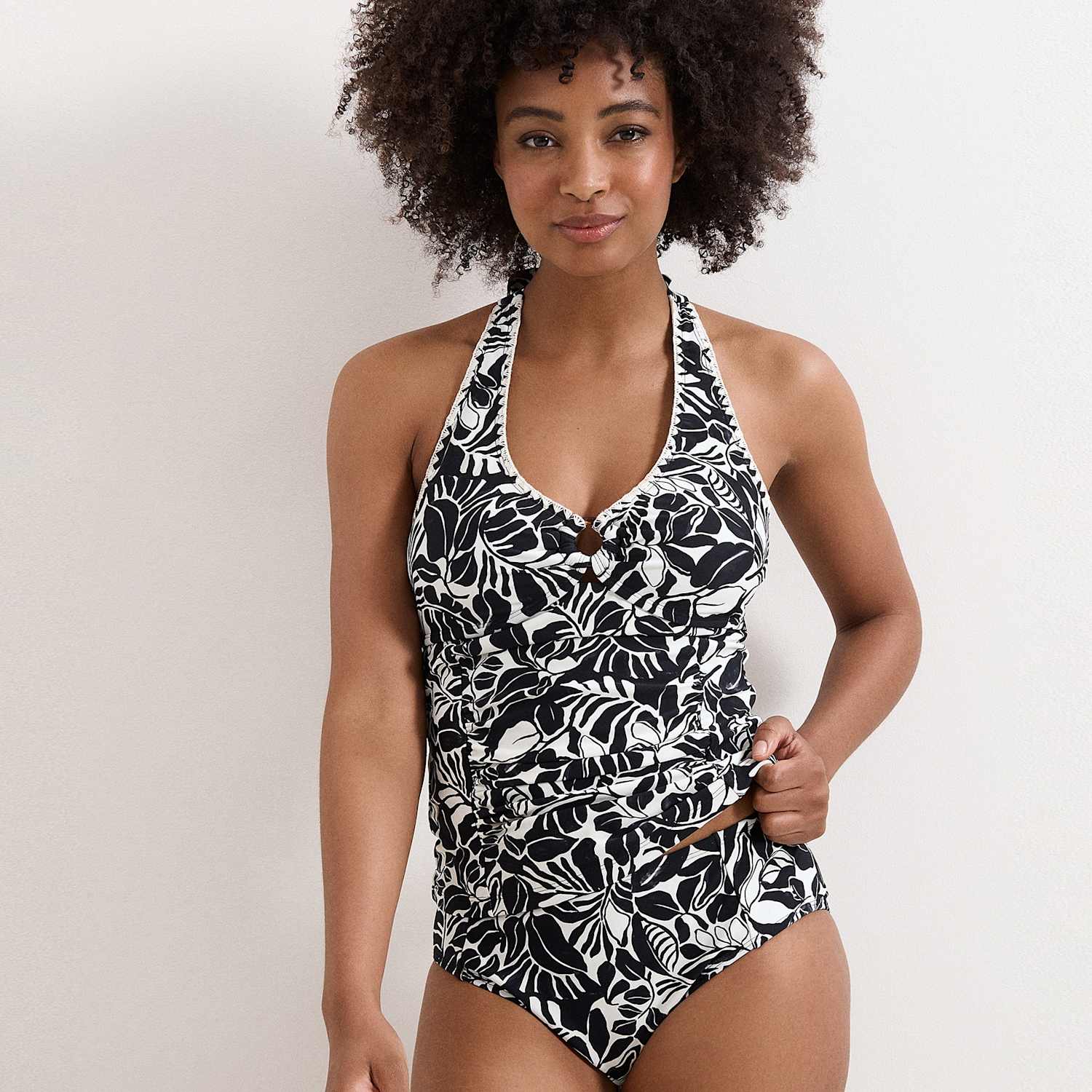 Phase Eight Women's Printed High Waisted Tankini Bottoms - 10 - Black Mix - Available at M&S