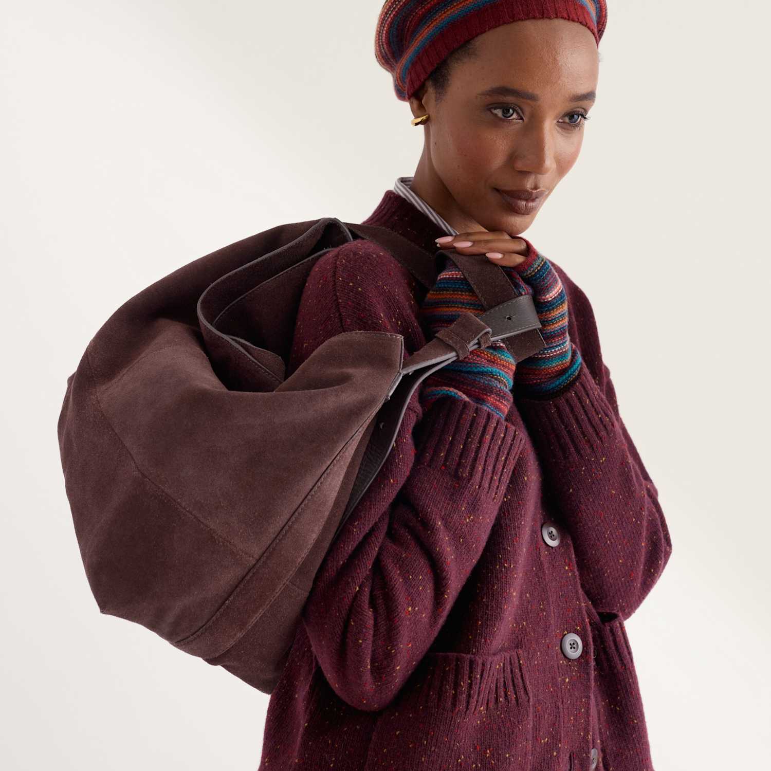 Seasalt Cornwall Women's Wool Rich Striped Beret - Orange Mix - Available at M&S