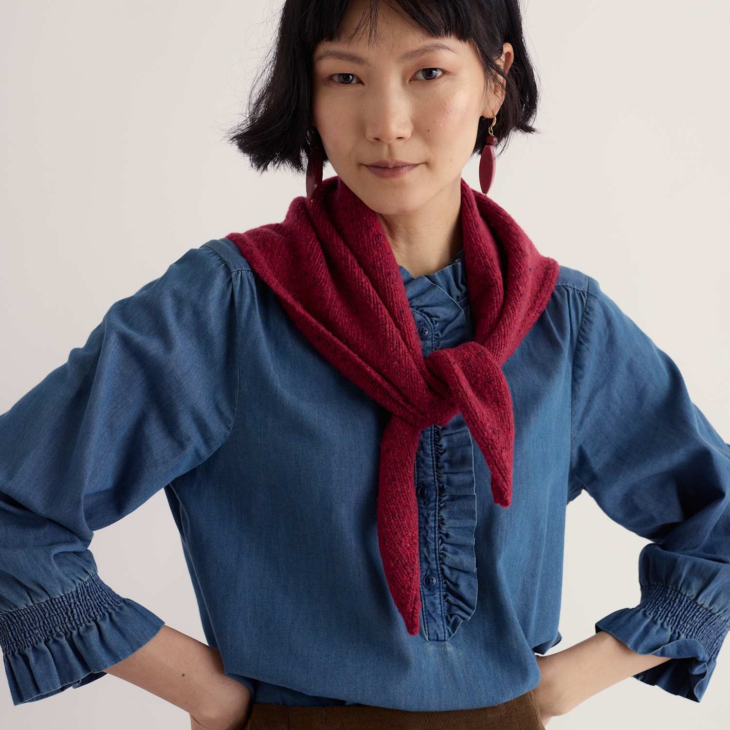 Seasalt Cornwall Women's Jacquard Woven Scarf with Merino Wool - Red Mix - Available at M&S