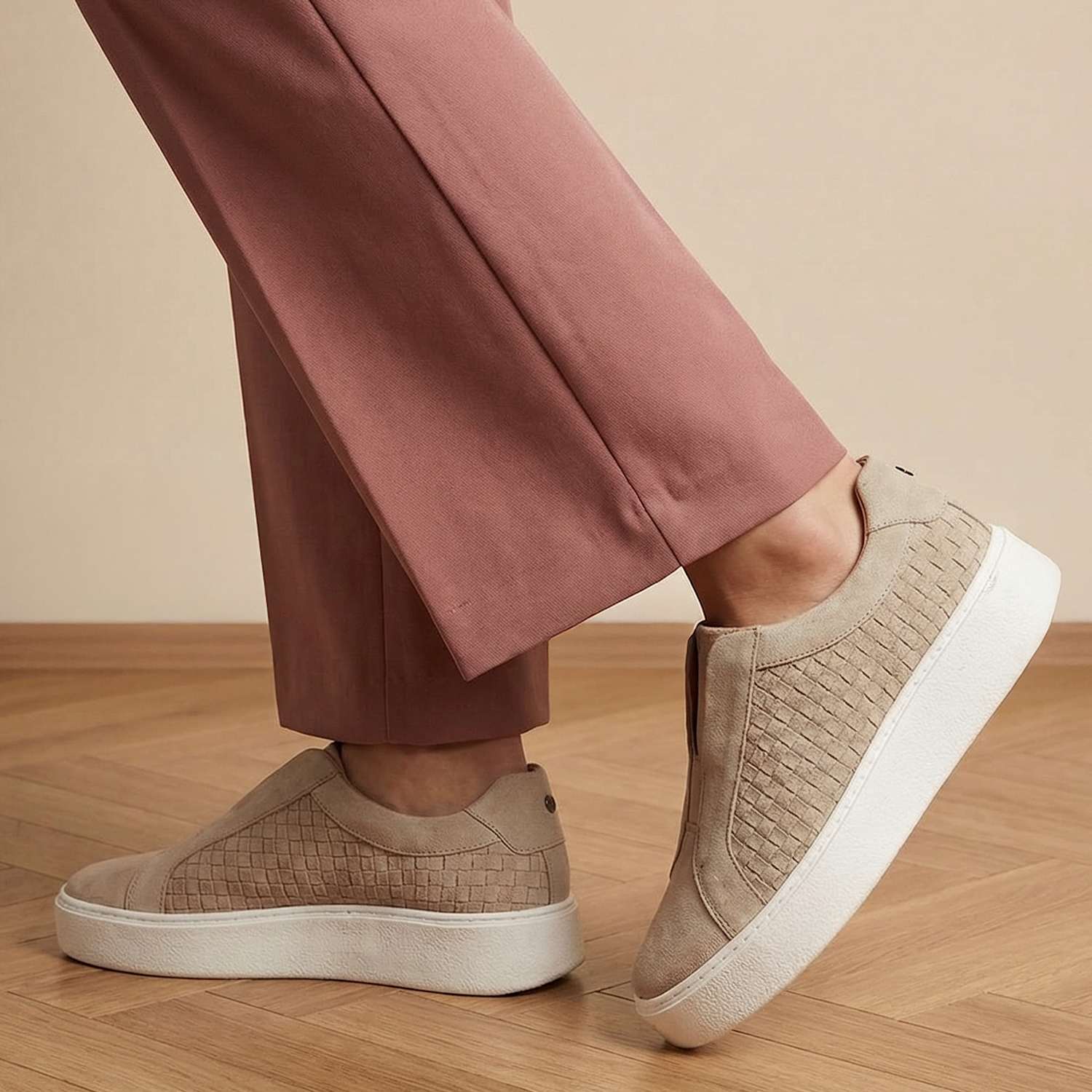 Jones Bootmaker Women's Suede Slip On Flatform Trainers - 8 - Sand - Available at M&S