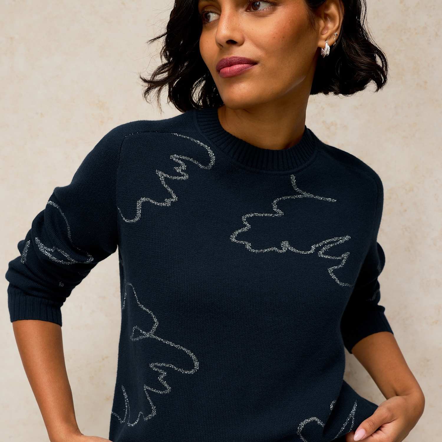White Stuff Women's Sparkly Jumper - 12 - Navy Mix - Available at M&S
