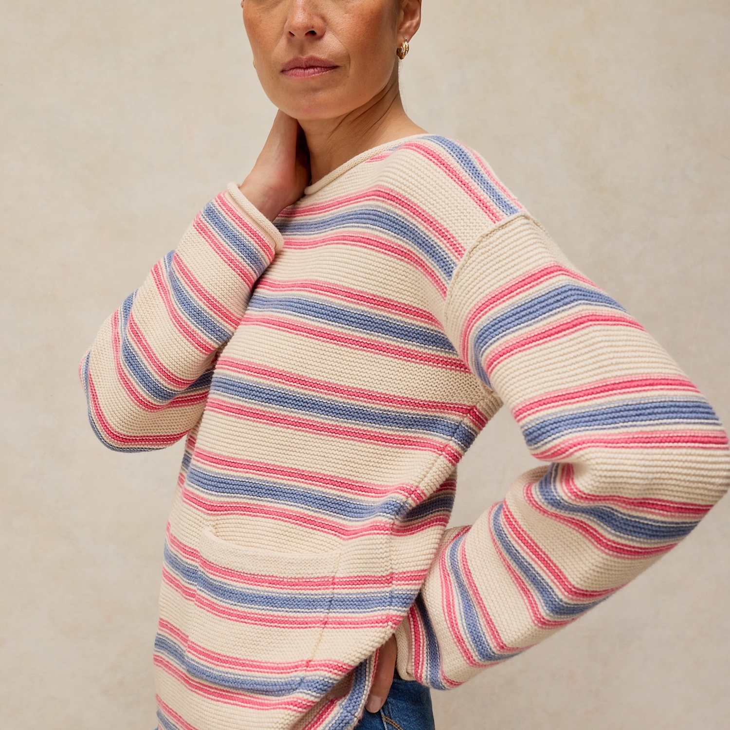 White Stuff Women's Pure Cotton Striped Jumper - 20 - White Mix - Available at M&S