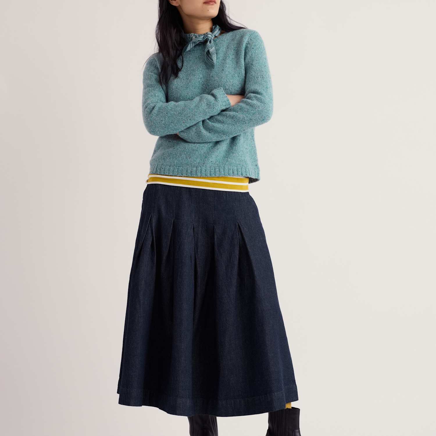 Seasalt Cornwall Women's Denim Midi A-Line Skirt - 20 - Navy - Available at M&S