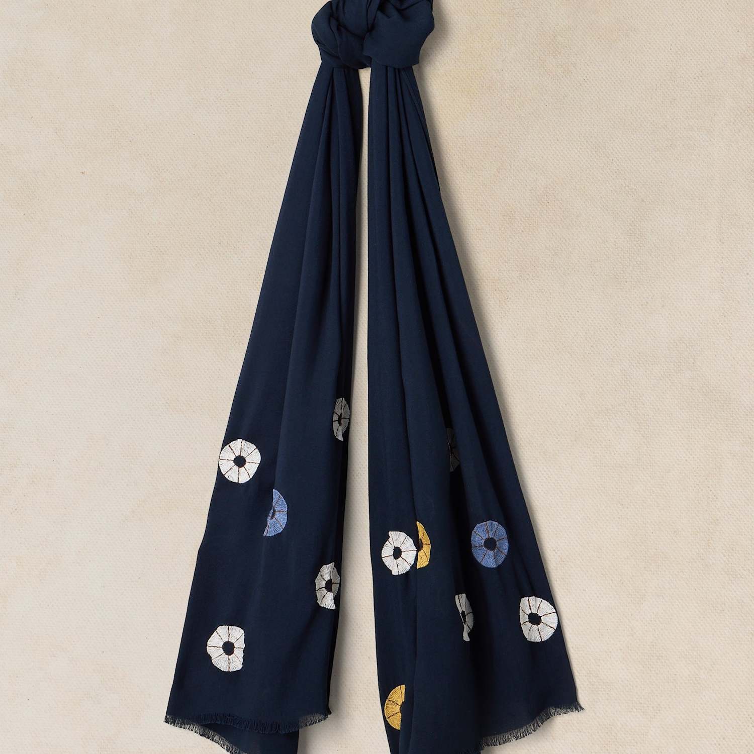 White Stuff Women's Embroidered Scarf - Navy Mix - Available at M&S