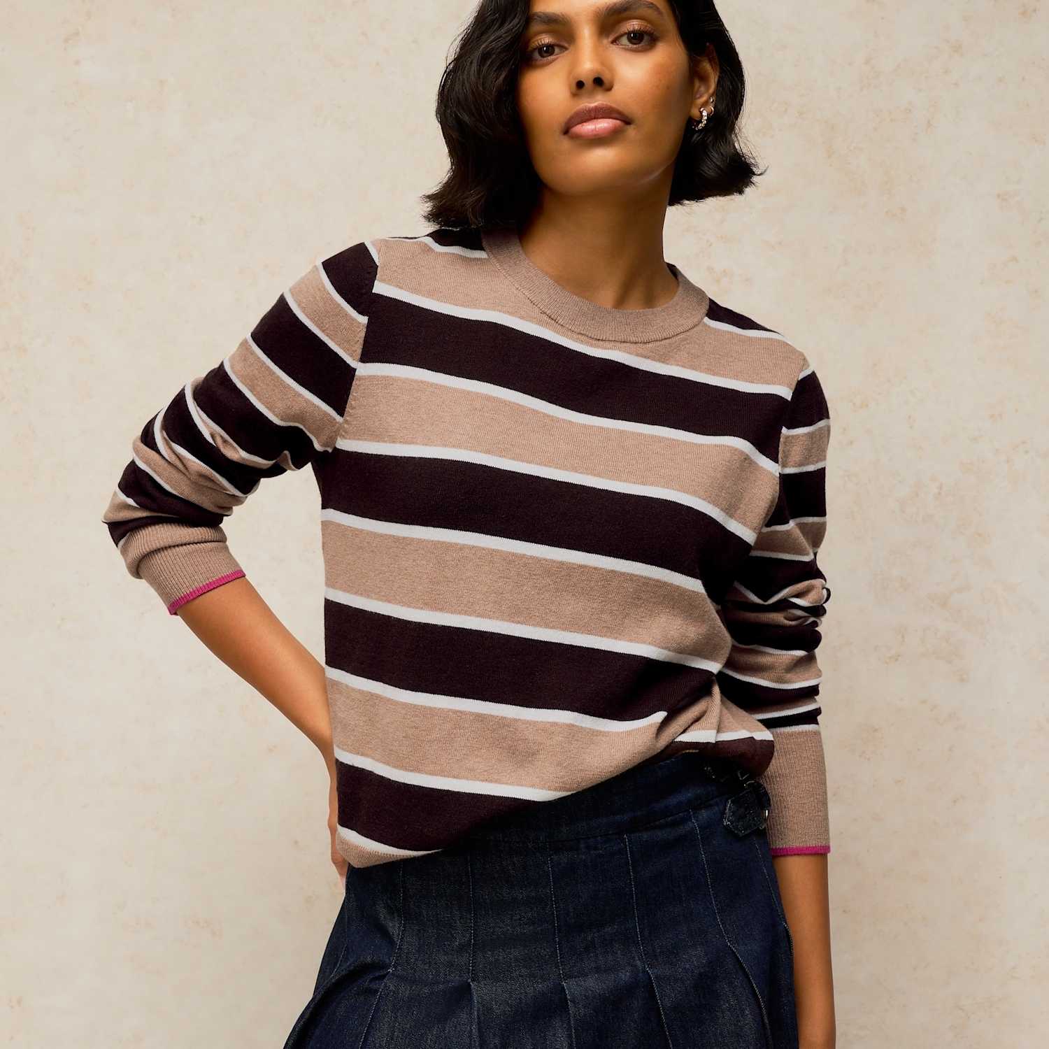 White Stuff Women's Cotton Rich Striped Jumper - 16 - Natural Mix - Available at M&S