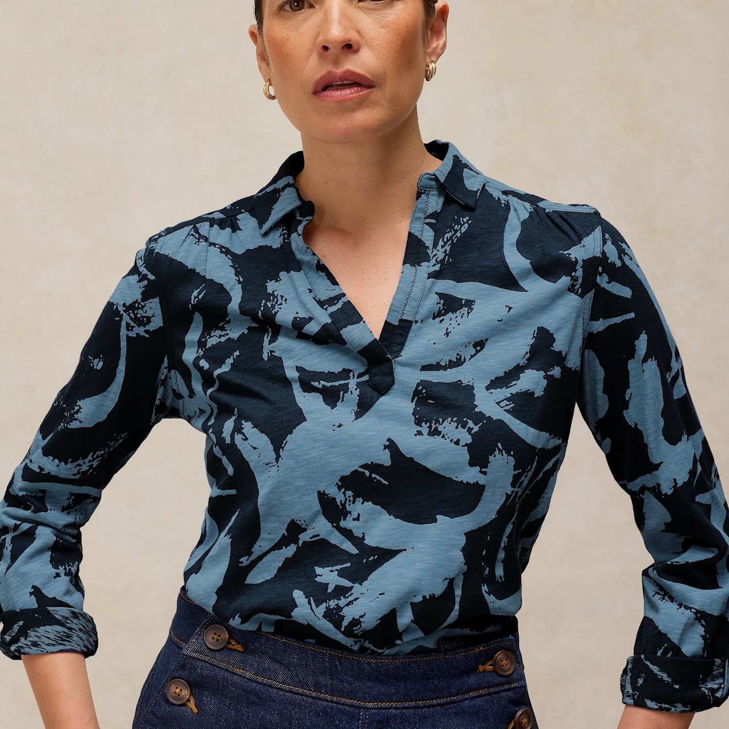 White Stuff Women's Pure Cotton Printed Top - 18 - Blue Mix - Available at M&S