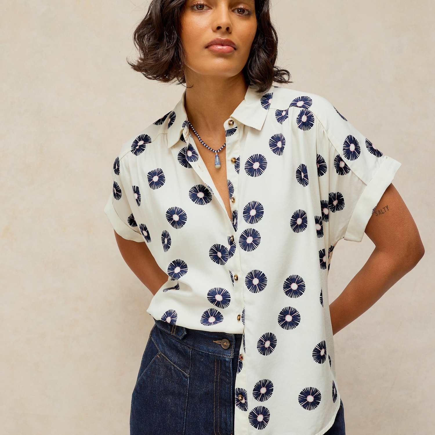 White Stuff Women's Lyocell Rich Floral Shirt - 10 - White Mix - Available at M&S