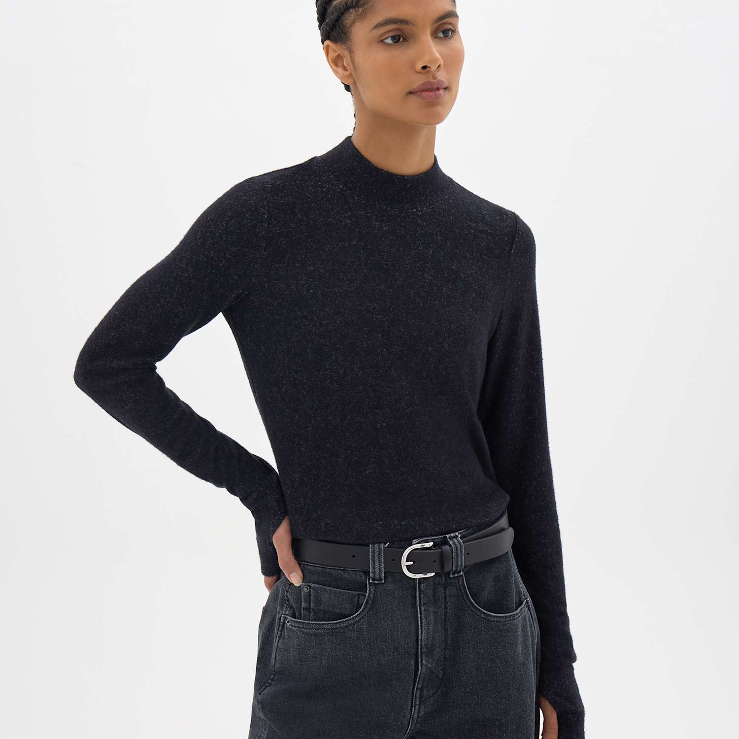 Hush Women's Roll Neck Supersoft Long Sleeve Top - Extra Small - Dark Grey - Available at M&S