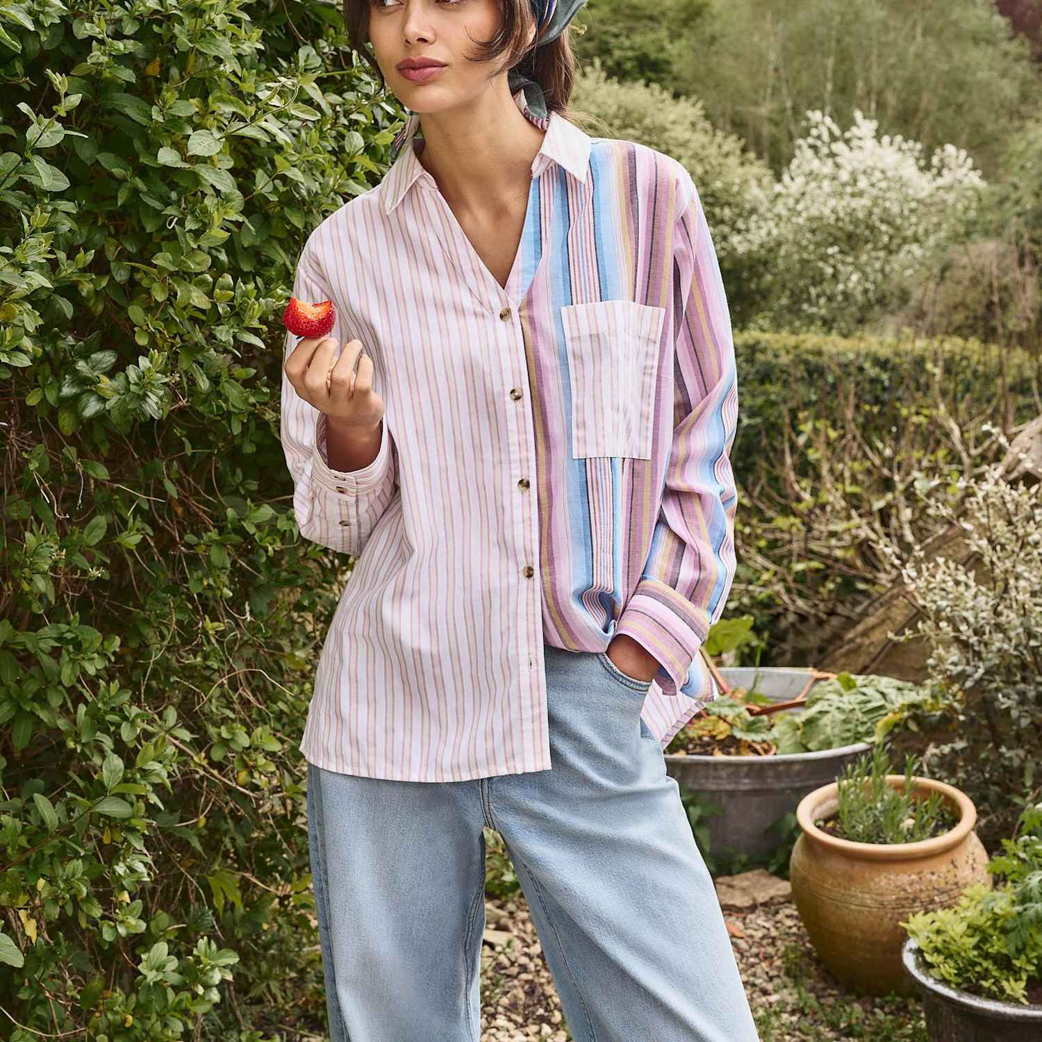 White Stuff Women's Pure Cotton Striped Relaxed Shirt - 14 - Pink Mix - Available at M&S