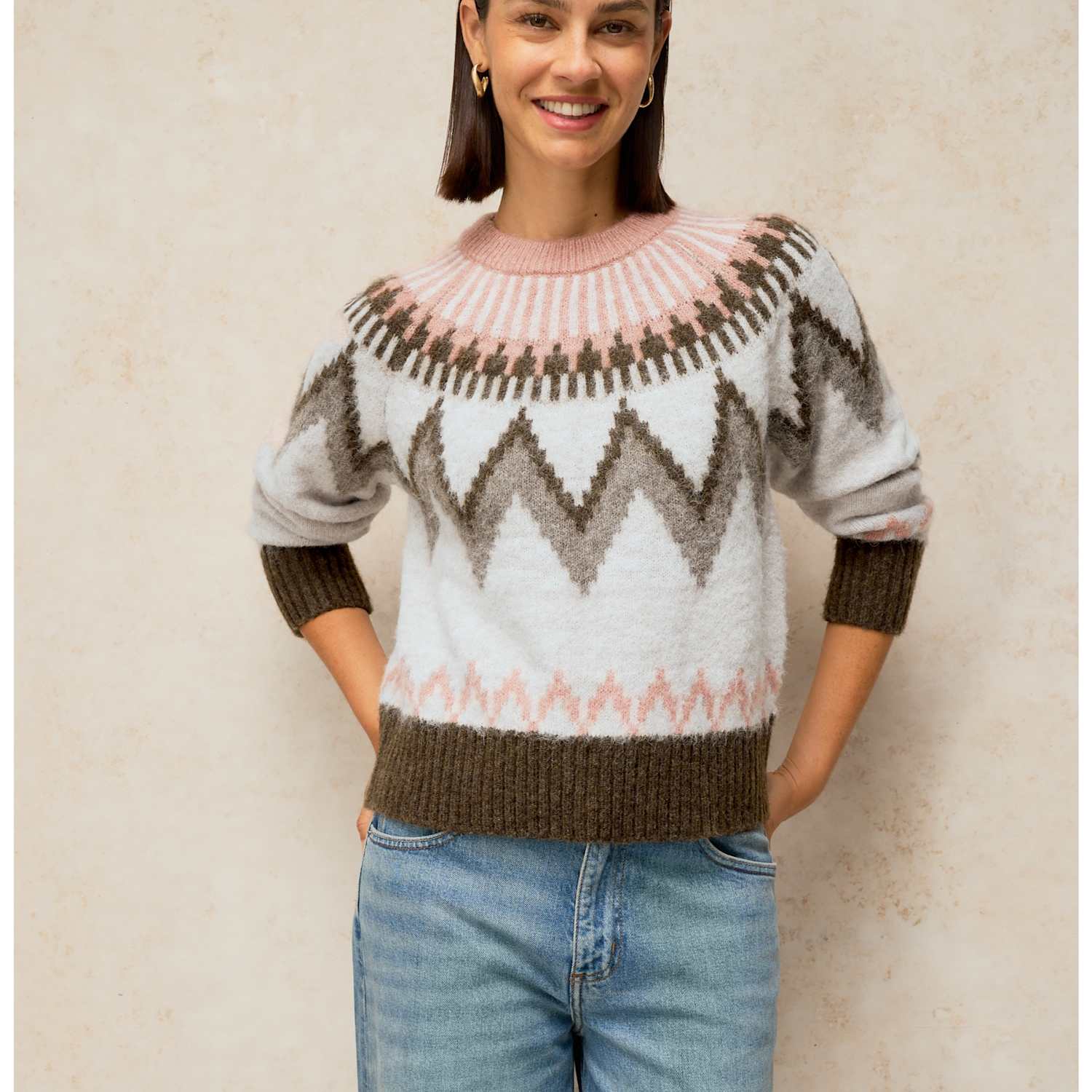 White Stuff Women's Blurred Fair Isle Jumper - 16 - Natural Mix - Available at M&S