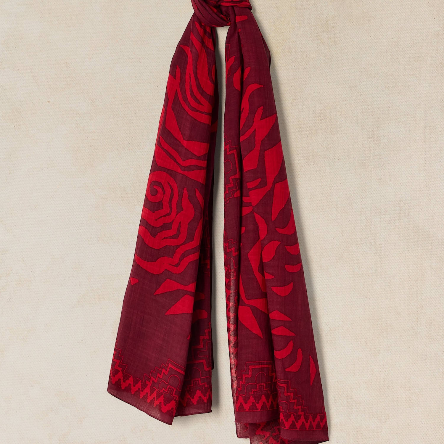 White Stuff Women's Cotton Blend Printed Scarf - Red Mix - Available at M&S