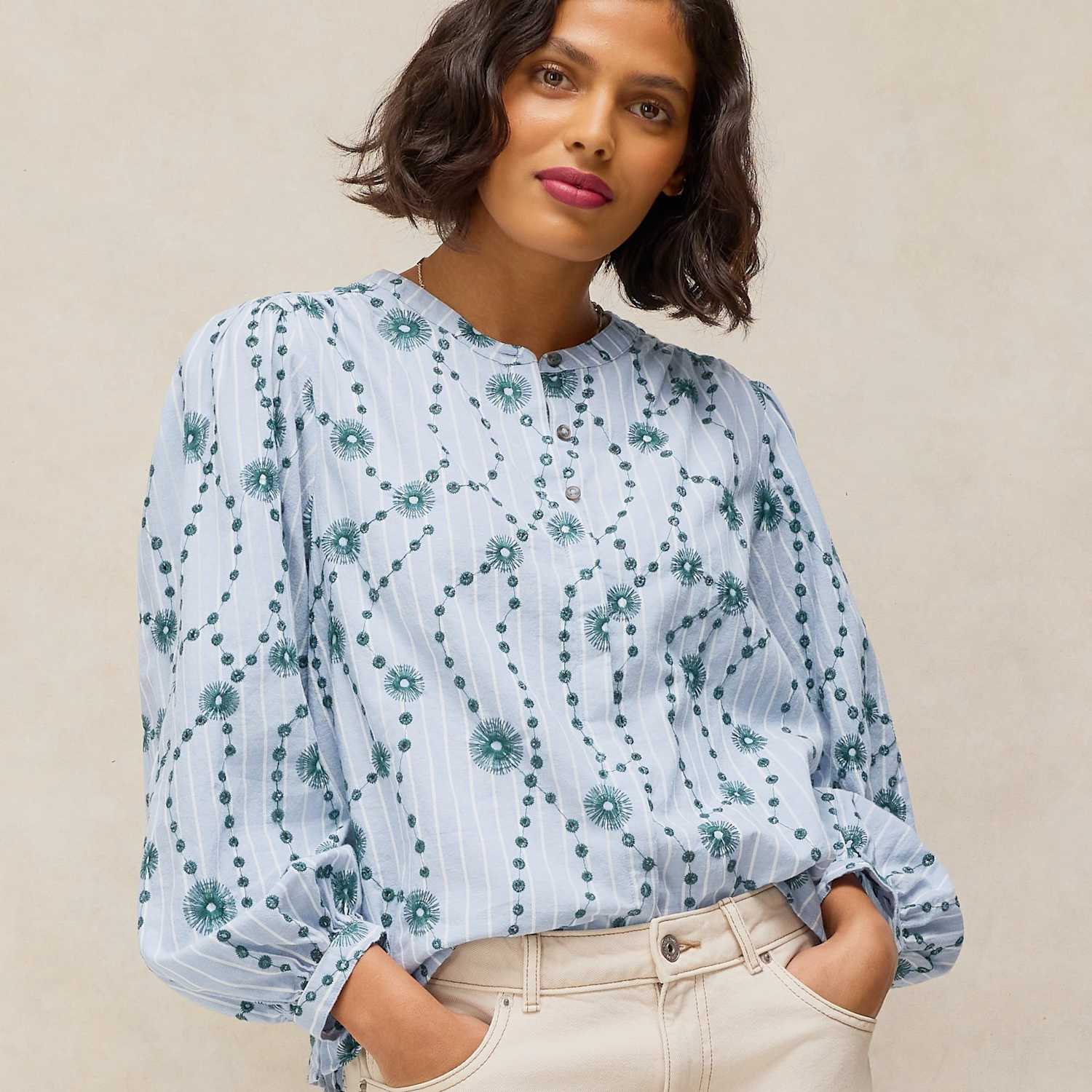 White Stuff Women's Pure Cotton Printed Shirt - 16 - Green Mix - Available at M&S