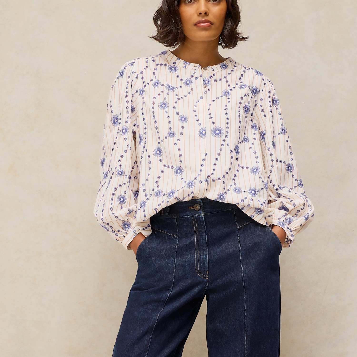 White Stuff Women's Pure Cotton Printed Shirt - 12 - White Mix - Available at M&S