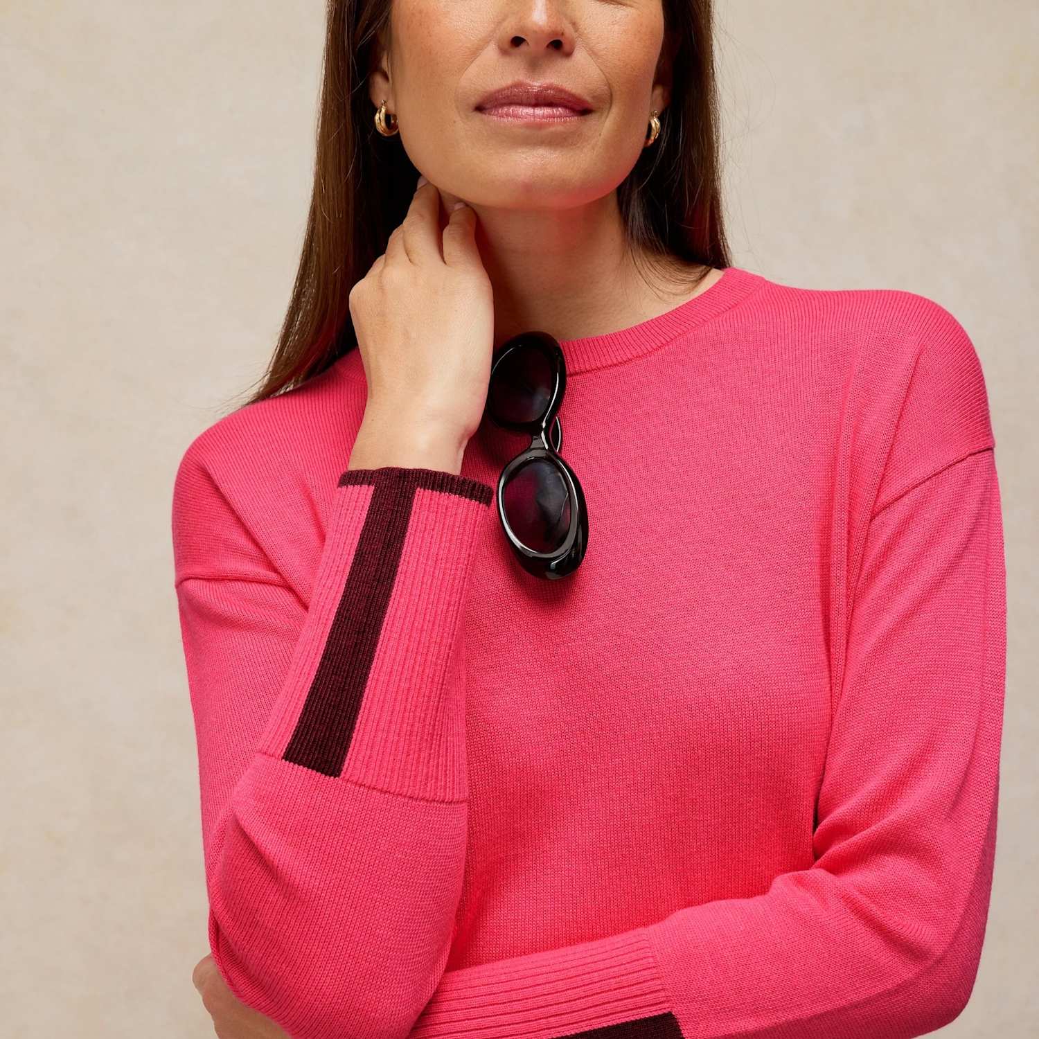 White Stuff Women's Olive Cotton Rich Crew Neck Jumper - 16 - Pink - Available at M&S