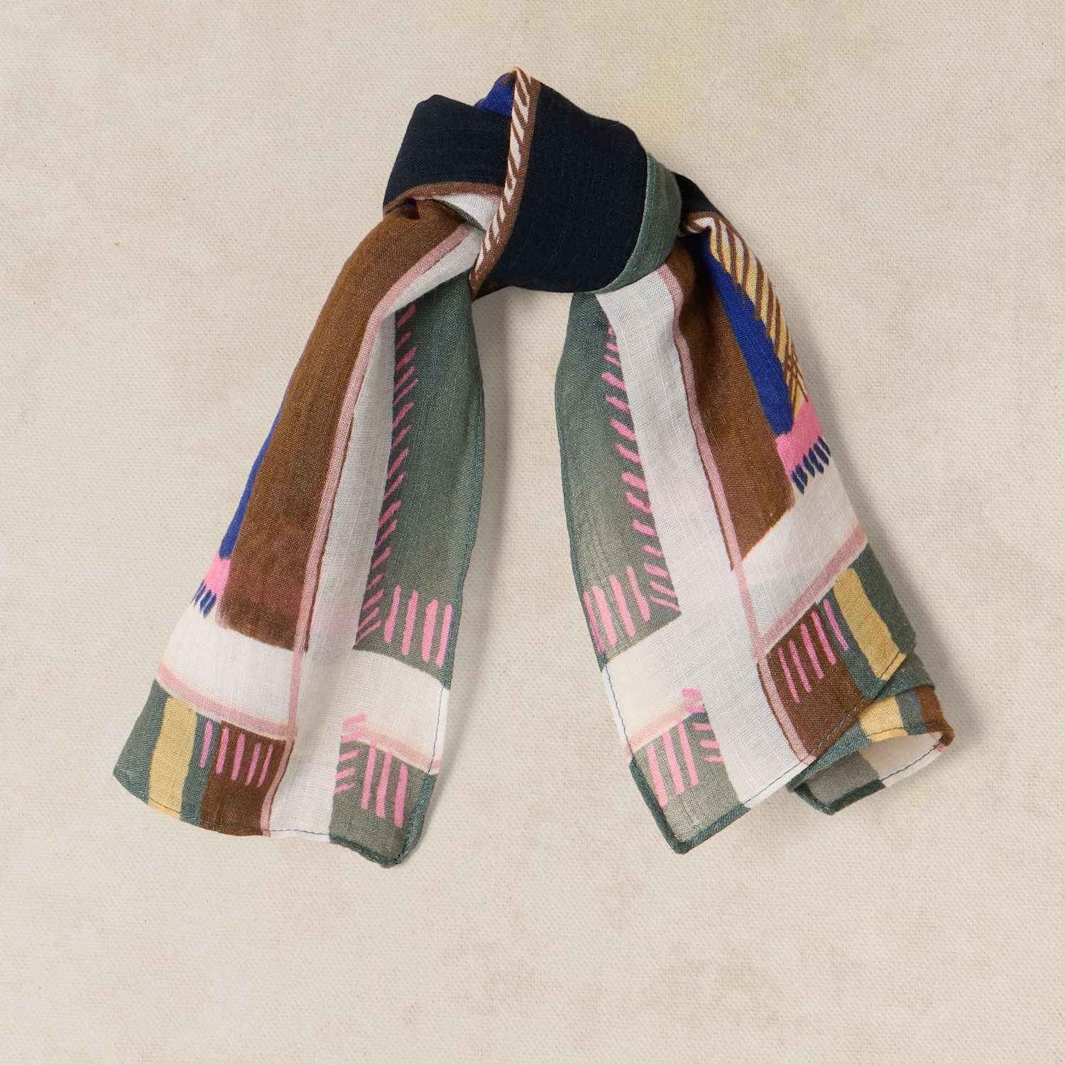 White Stuff Women's Cotton Blend Printed Square Scarf - Navy Mix - Available at M&S