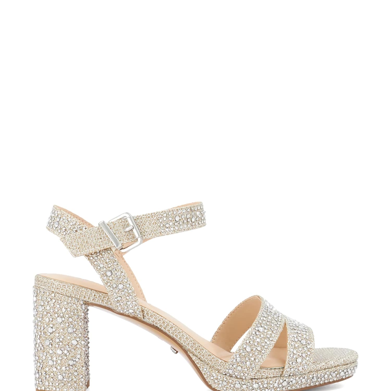 Dune London Women's Sparkly Mini Platform Block Heel Sandals - 5 - Gold - Available at M&S