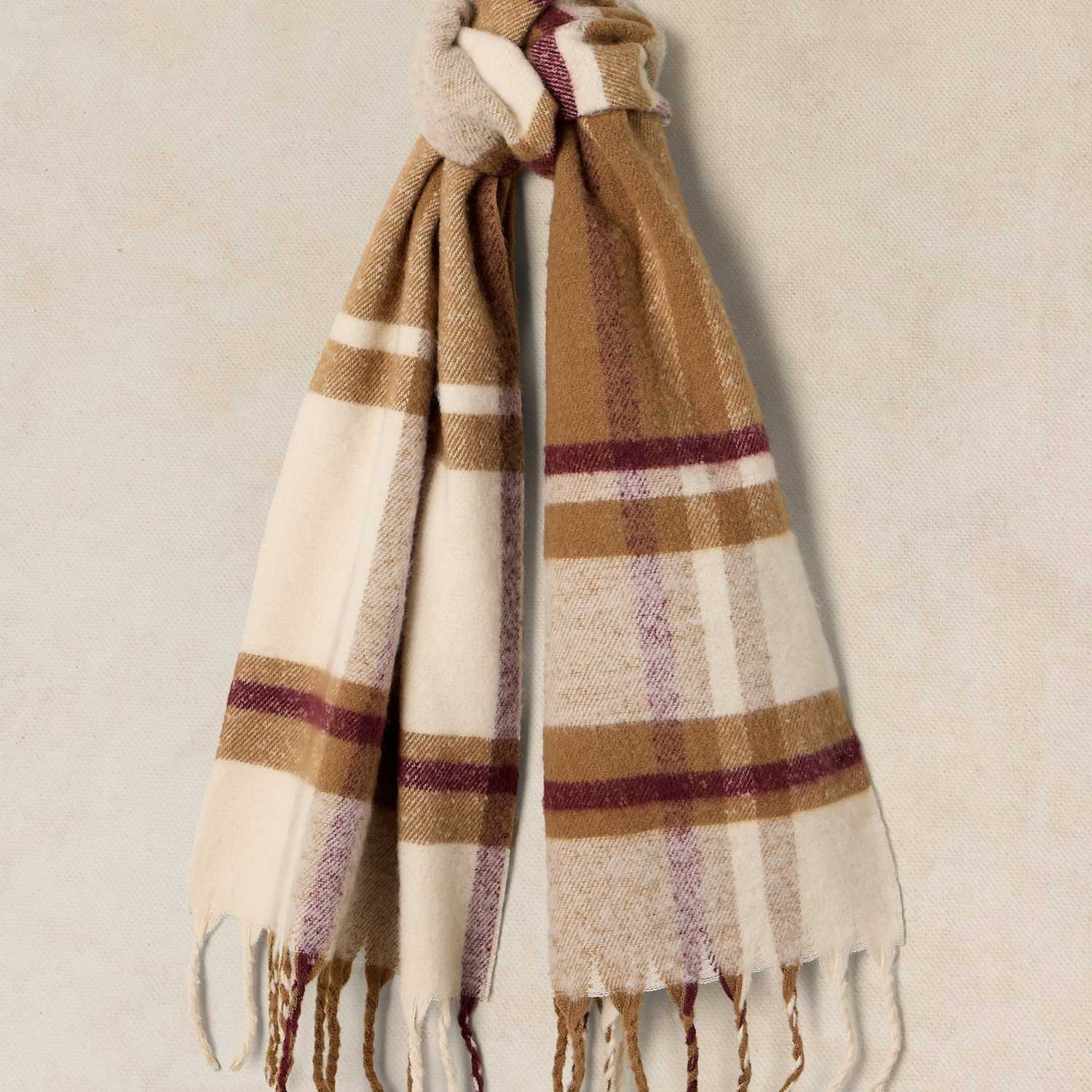 White Stuff Women's Shelley Brushed Checked Scarf - Natural Mix - Available at M&S