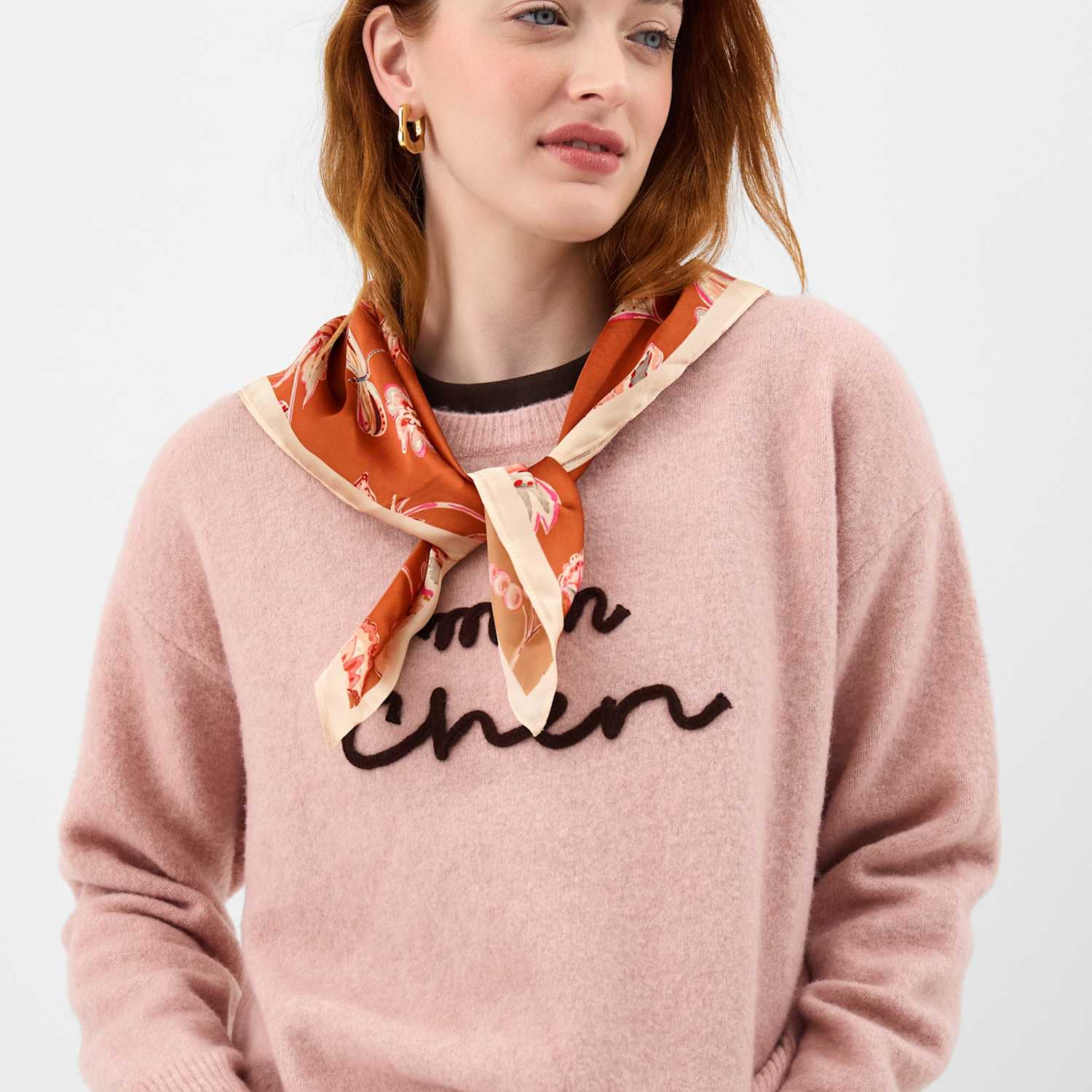Accessorize Women's Satin Floral Square Scarf - Orange Mix - Available at M&S