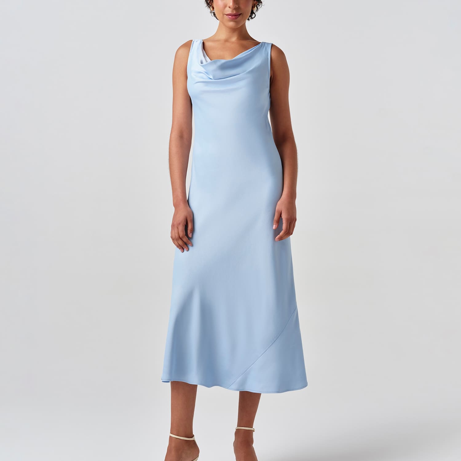 Ghost Women's Satin Cowl Neck Midi Column Dress - 10 - Light Blue - Available at M&S