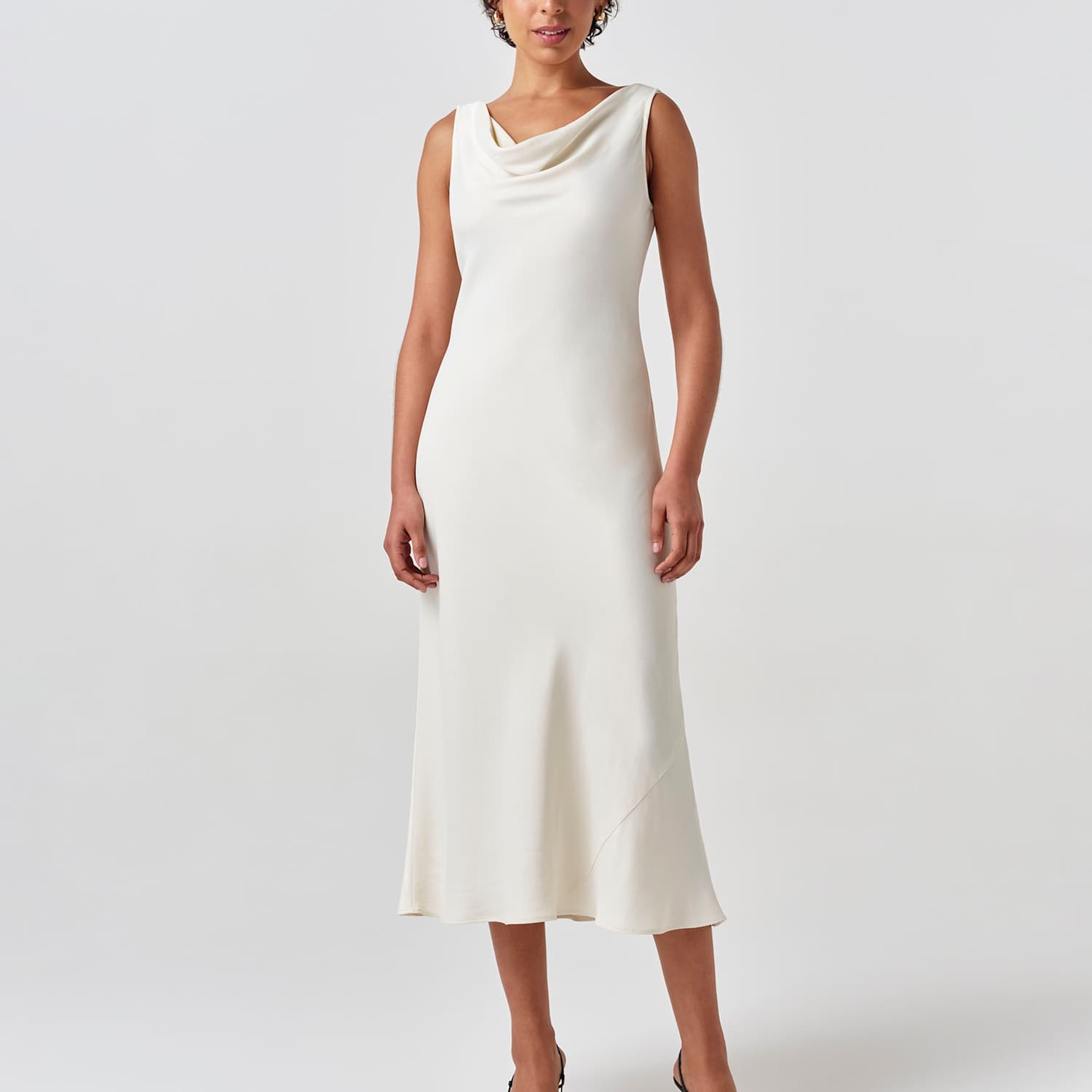 Ghost Women's Satin Cowl Neck Midi Column Dress - 14 - Ivory - Available at M&S