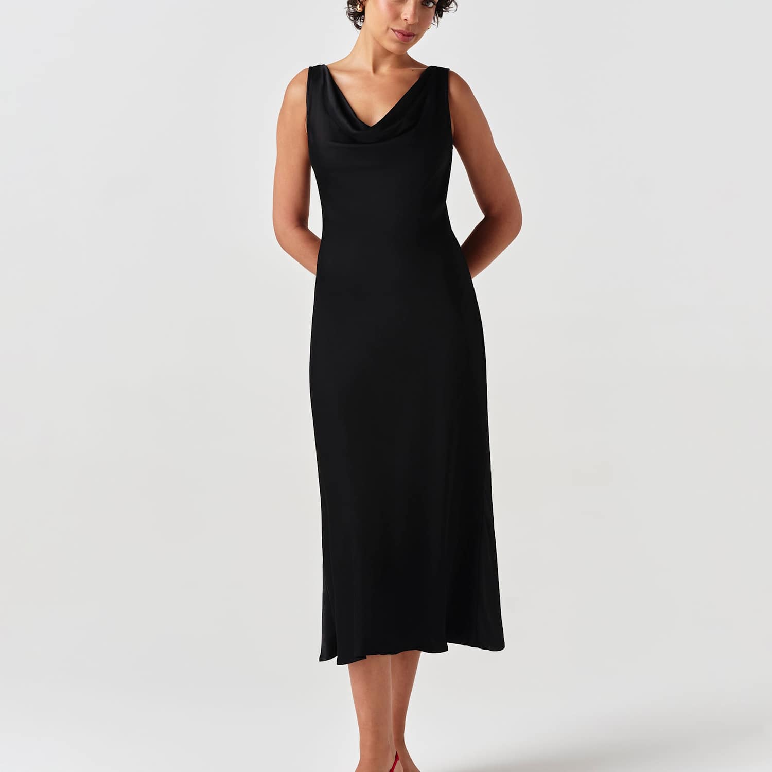Ghost Women's Satin Cowl Neck Midi Column Dress - 14 - Black - Available at M&S
