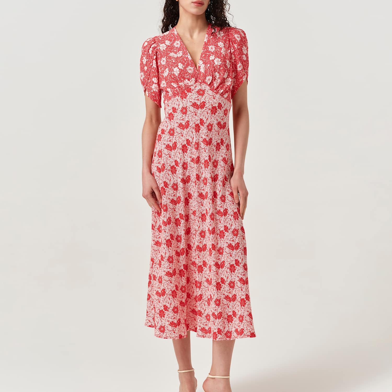 Ghost Women's Crepe Floral Midi Tea Dress - 14 - Red Mix - Available at M&S