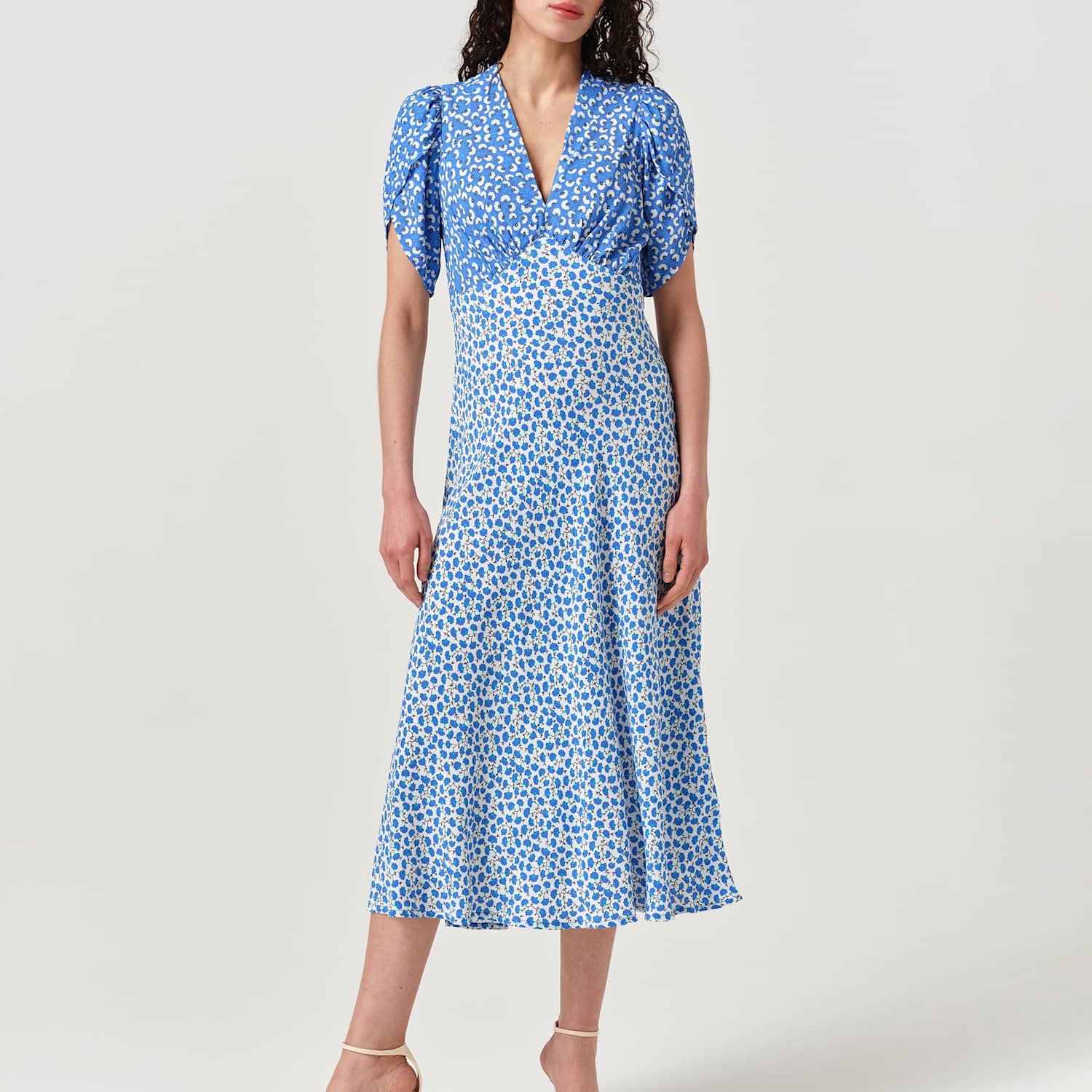 Ghost Women's Crepe Floral V-Neck Midi Dress - 20 - Blue Mix - Available at M&S