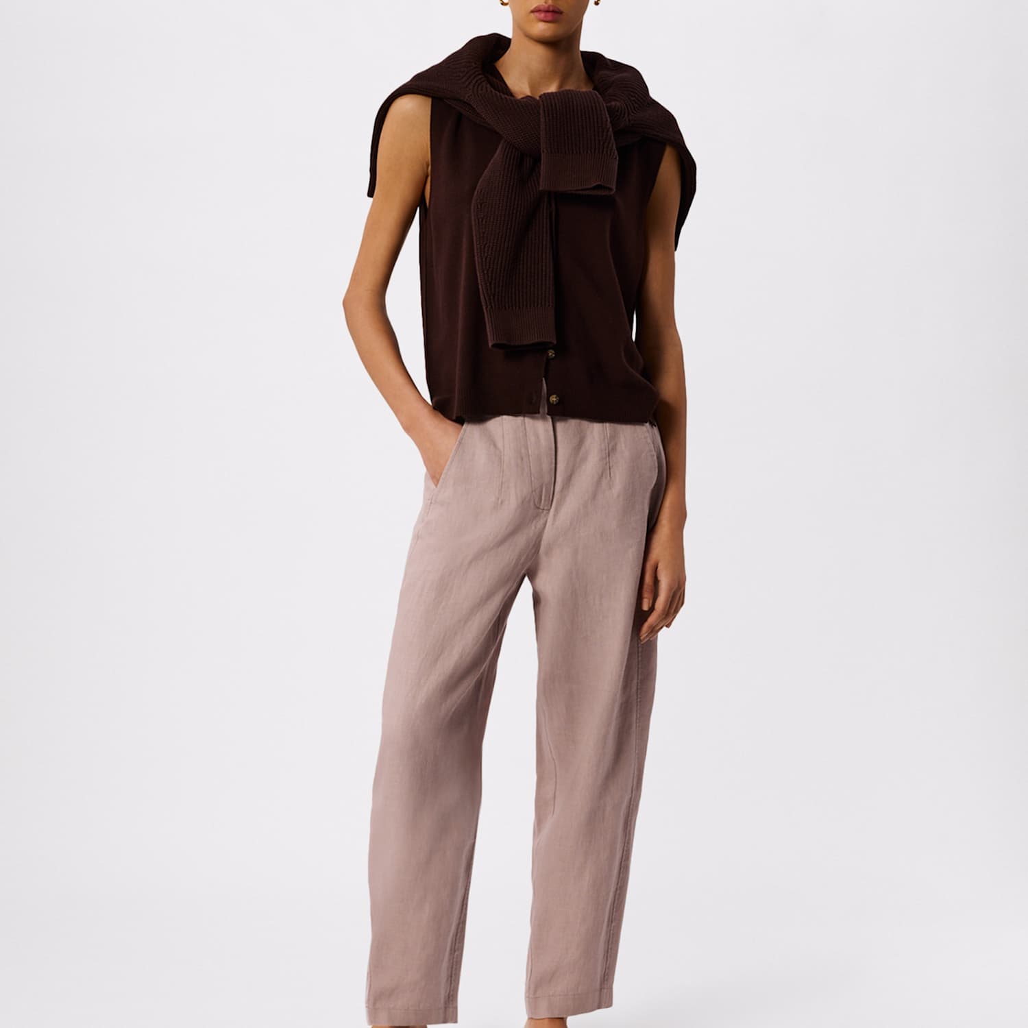 Whistles Women's Pure Linen Relaxed Barrel Leg Trousers - 16 - Pink - Available at M&S