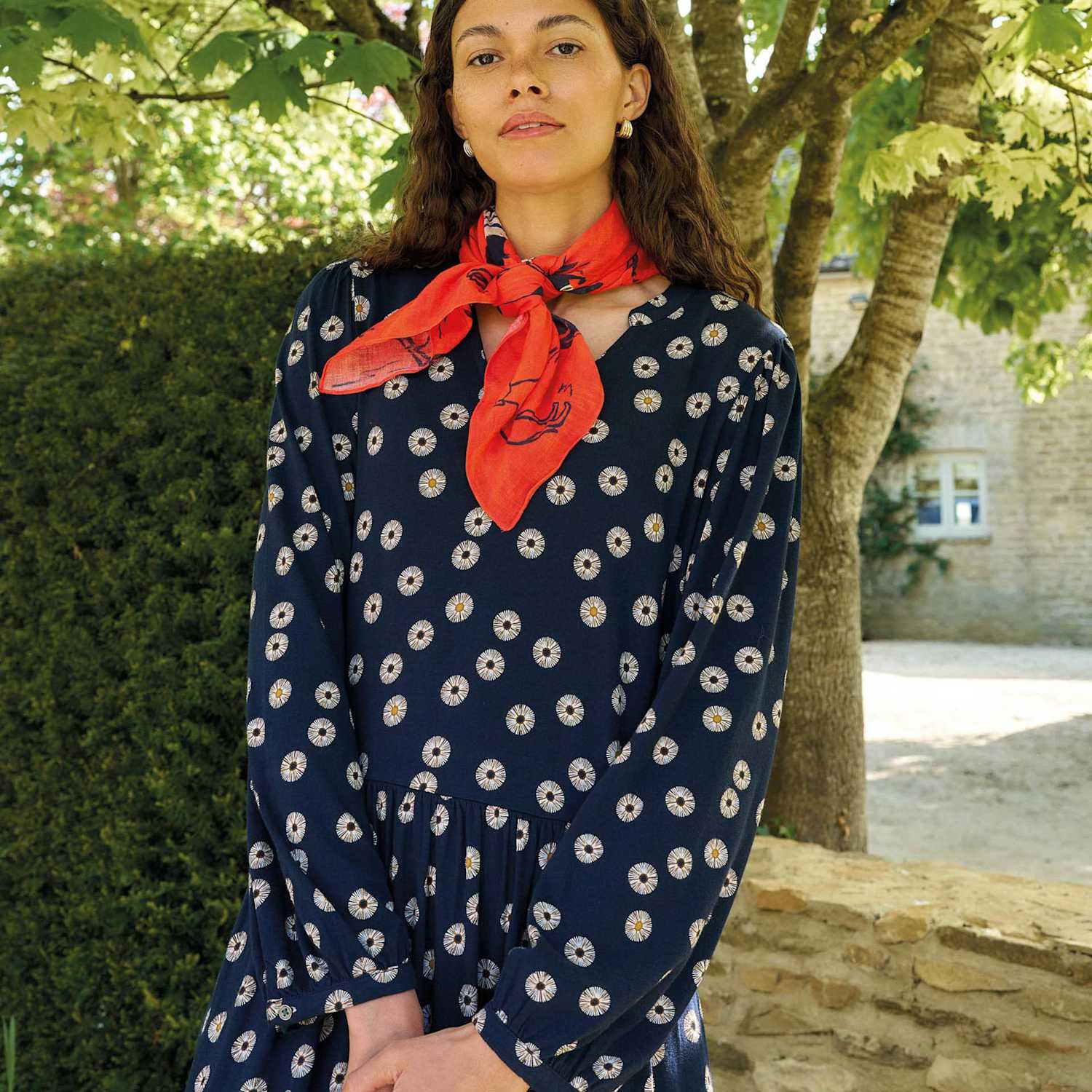 White Stuff Women's Cotton Blend Floral Notch Neck Tea Dress - 20 - Navy Mix - Available at M&S