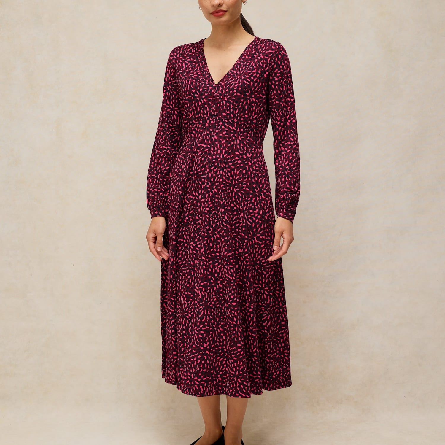 White Stuff Women's Megan Cotton Blend Jersey Printed Midi Tea Dress - 8 - Pink Mix - Available at M&S